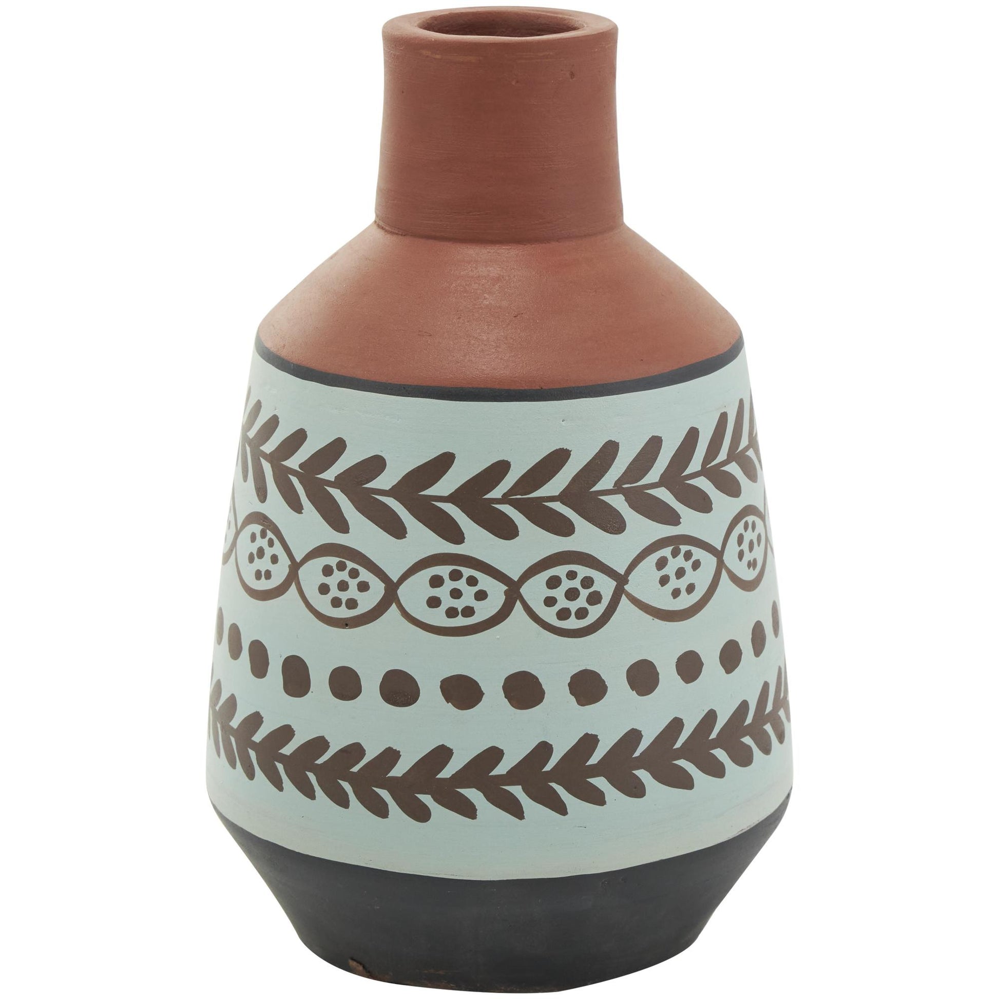 Set of 3 Floral Orange Ceramic Decorative Vase with 3 Different Patterns and Shapes