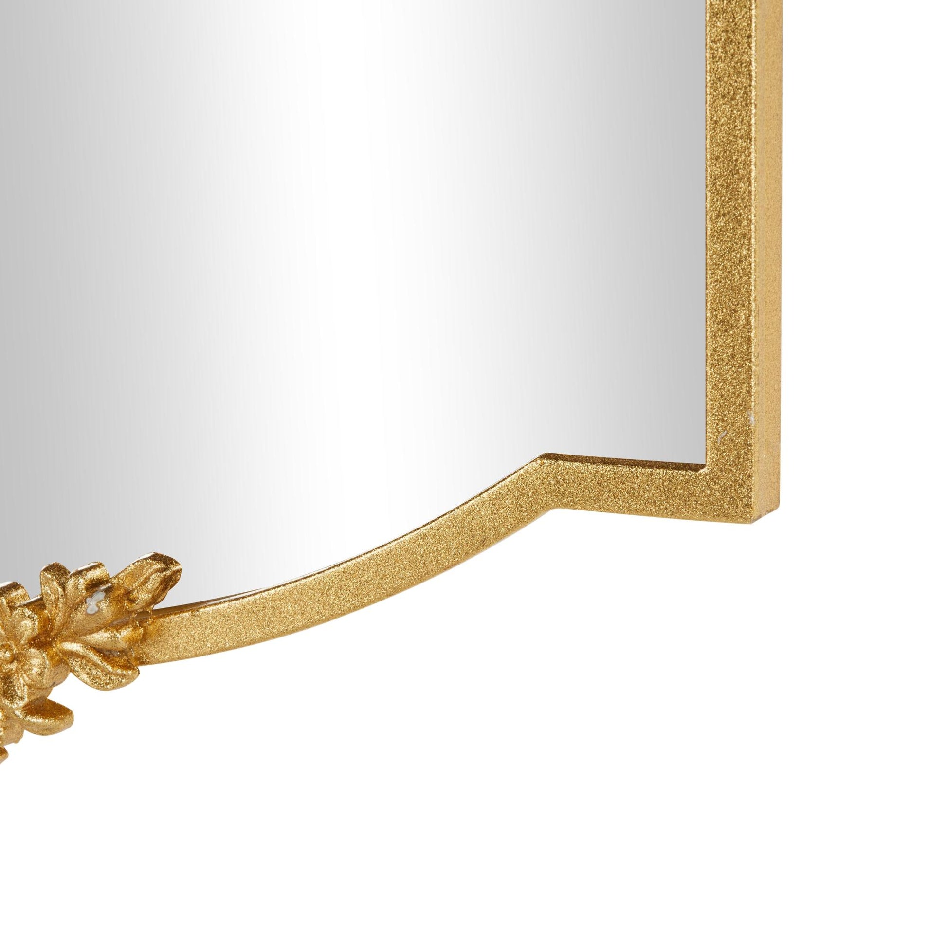 Floral Gold Metal Room Wall Mirror with Floral Embellishments