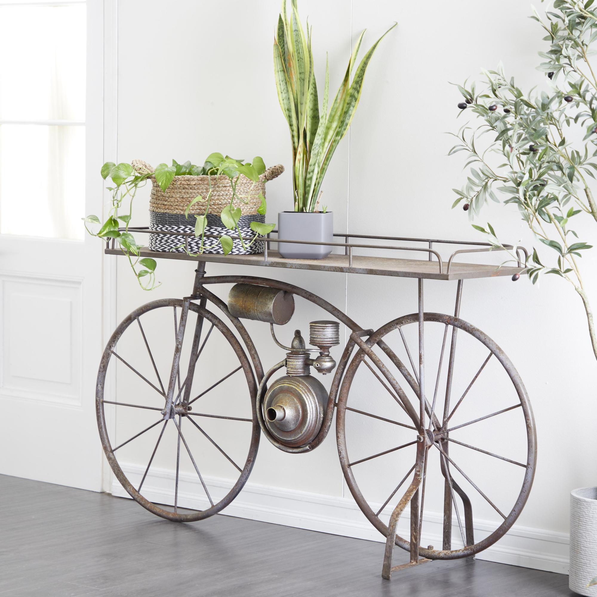 Bike Bronze Metal Weathered Vintage Indoor Outdoor Plantstand