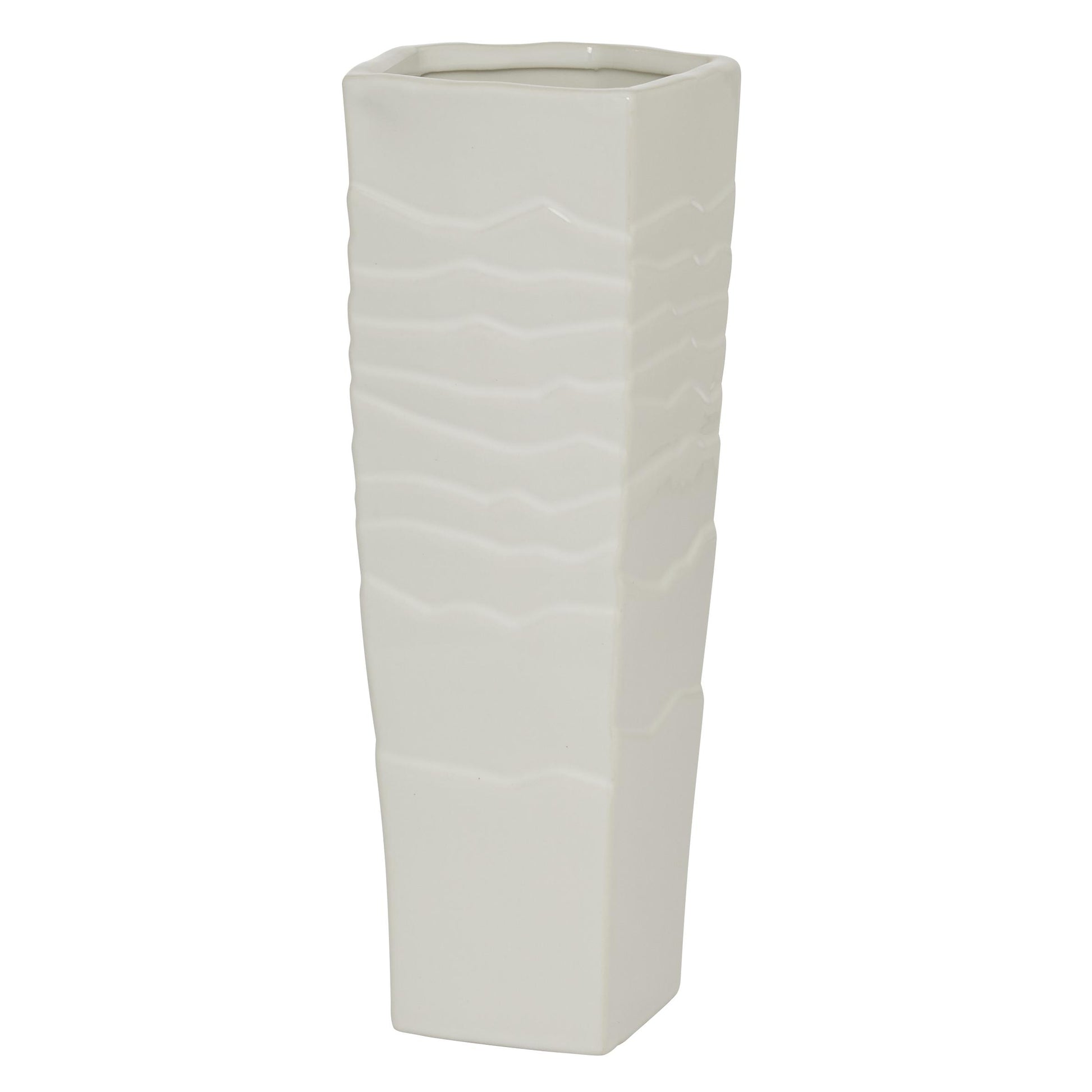 White Ceramic Textured Decorative Vase