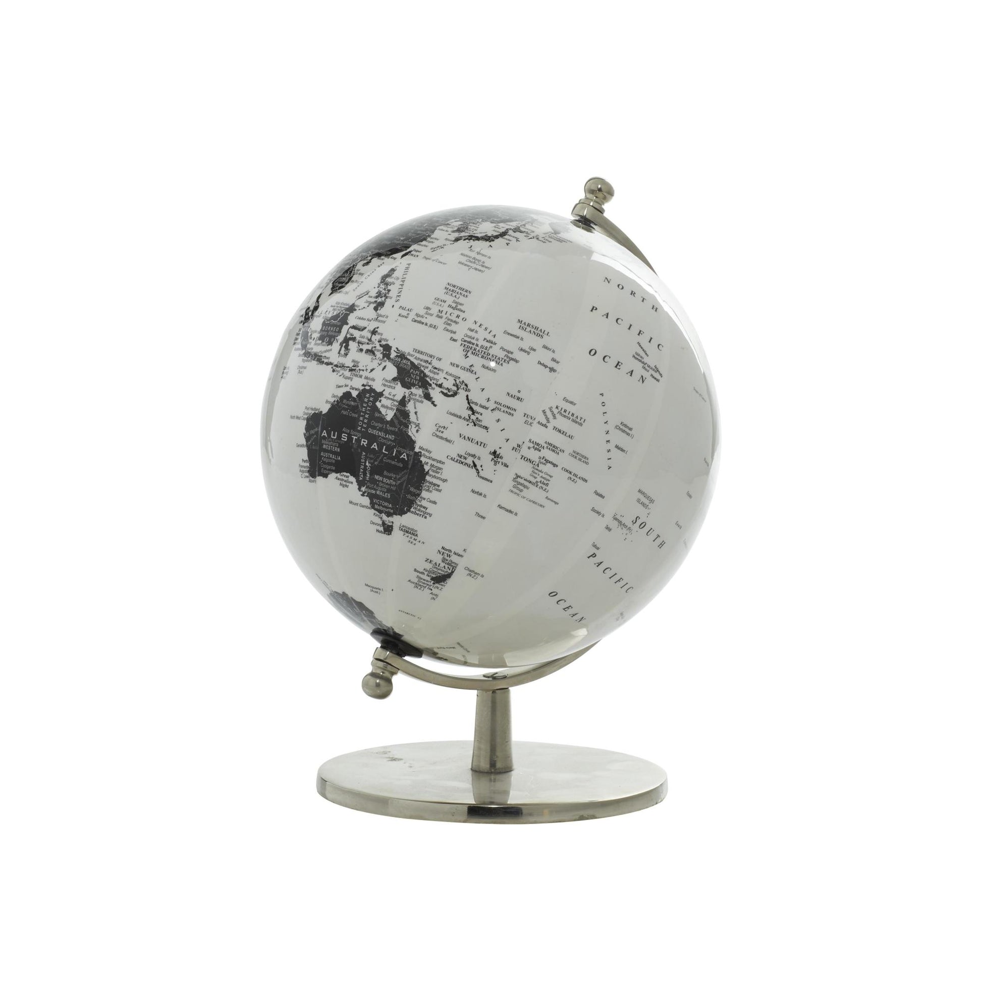 World Map White Aluminum Metal Educational/Geographic Earth Globe