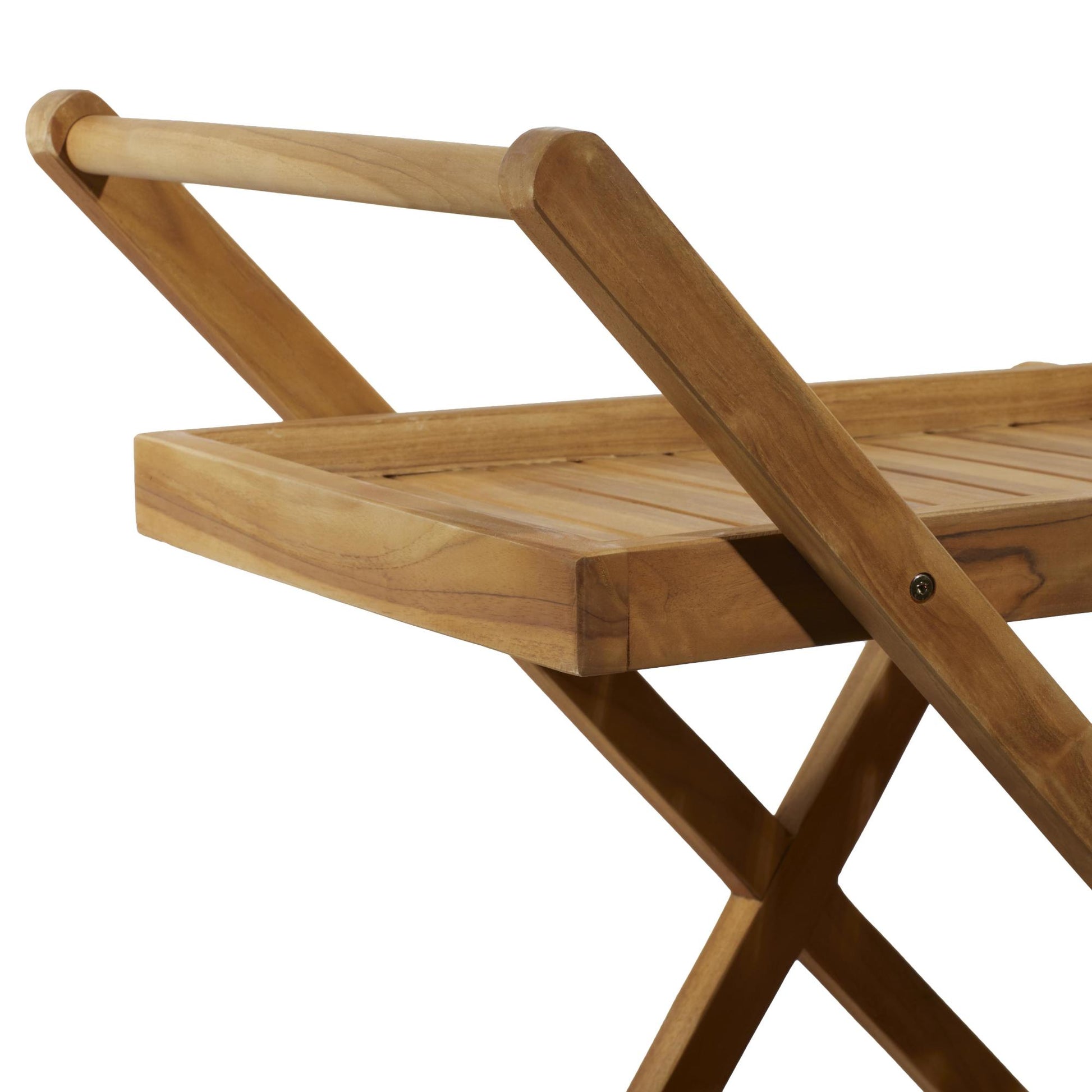 Brown Teak Wood Indoor Outdoor Rolling 2 Shelves Home Bar Cart with Wheels and Handle