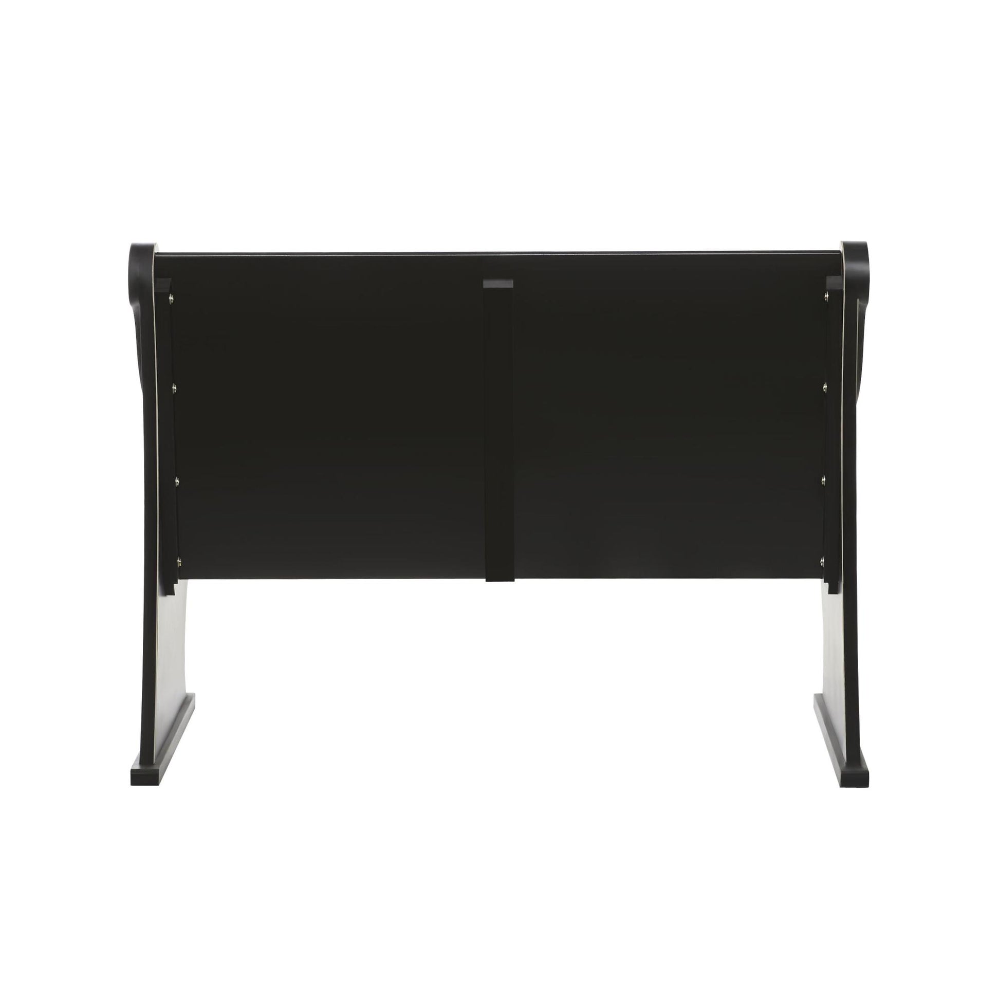 Black Wood Room Storage Bench with Scrolled Armrests