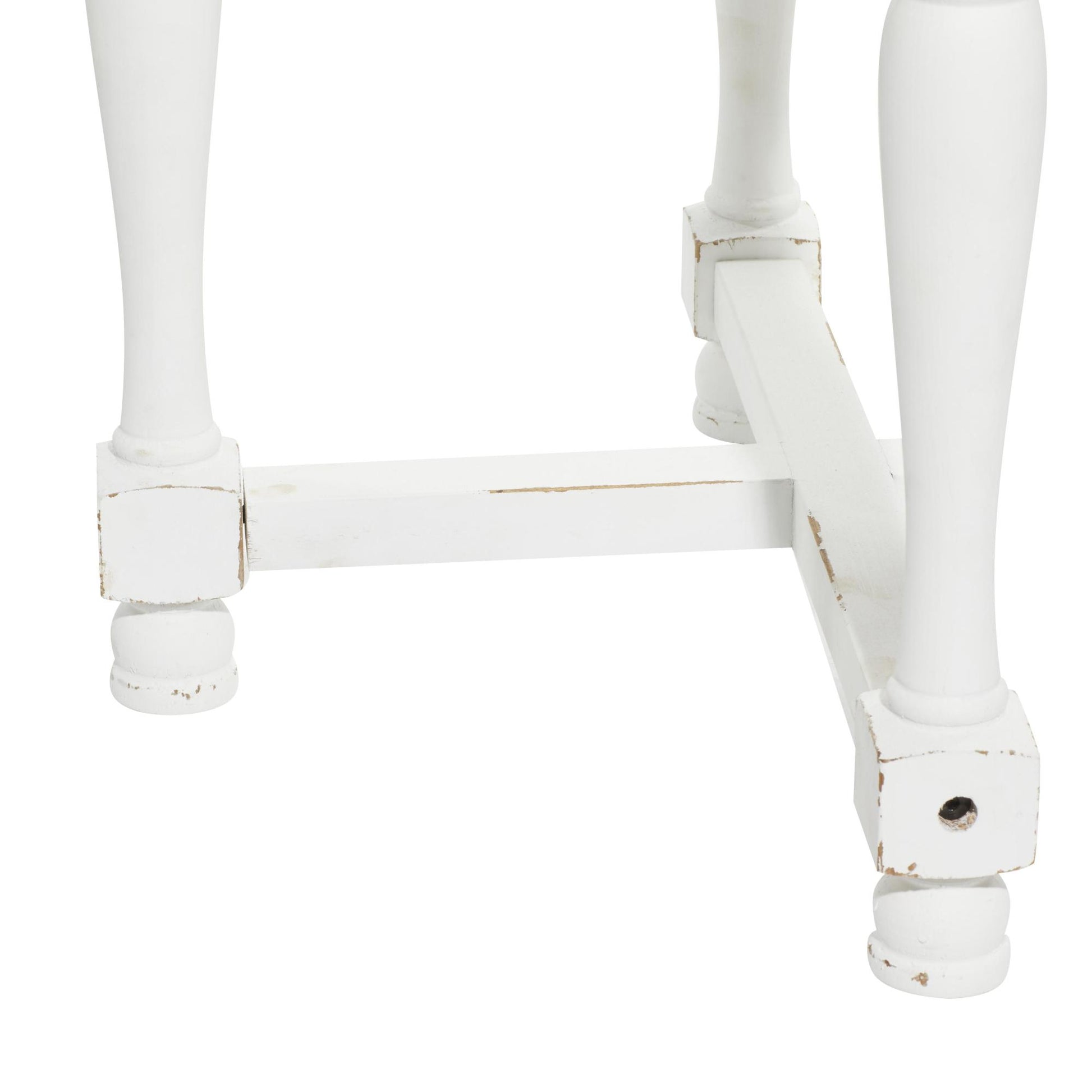 White Wood Side End Accent Table with Brown Wood Top