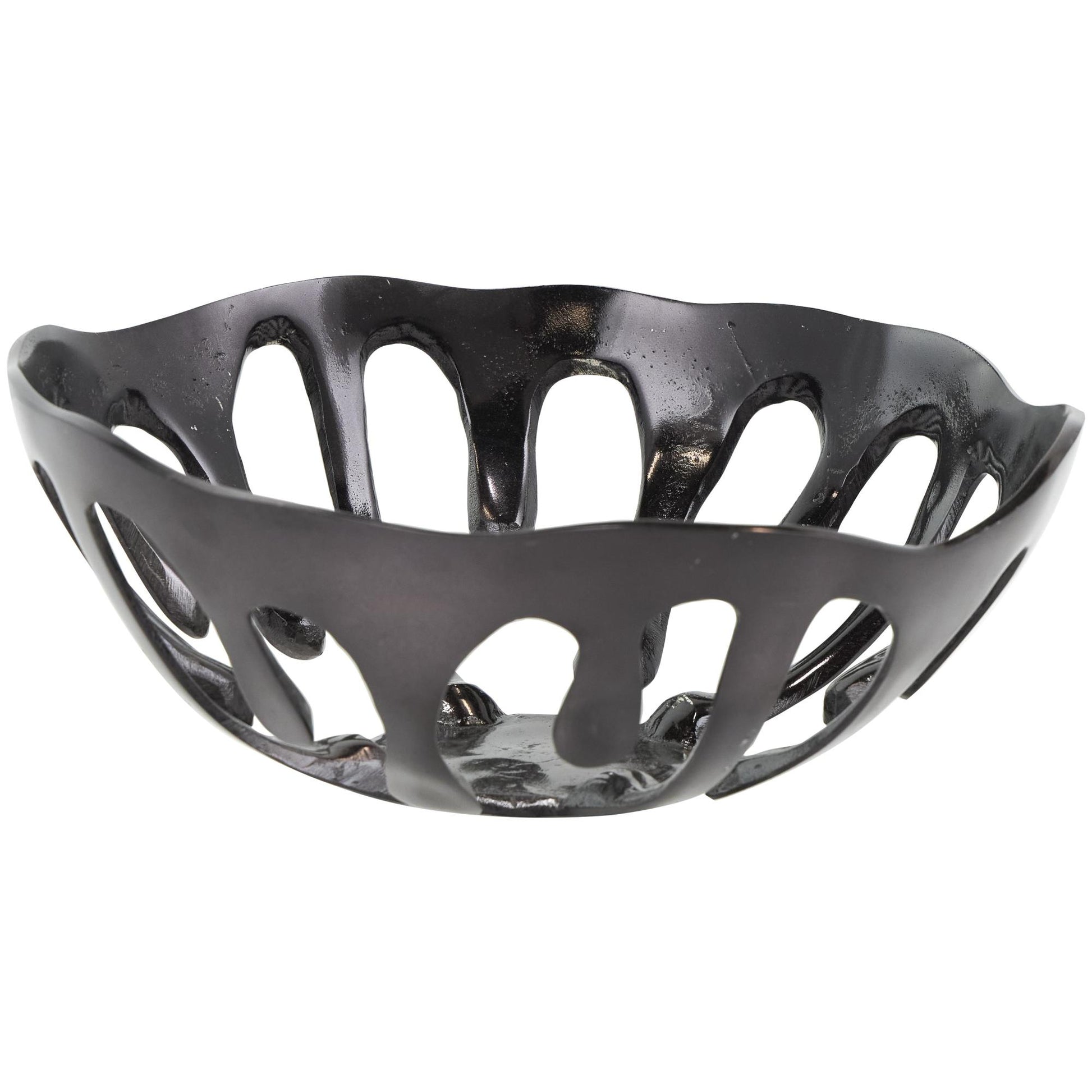 Set of 2 Abstract Aluminum Metal Drip Large Decorative Bowl with Melting Designed Body