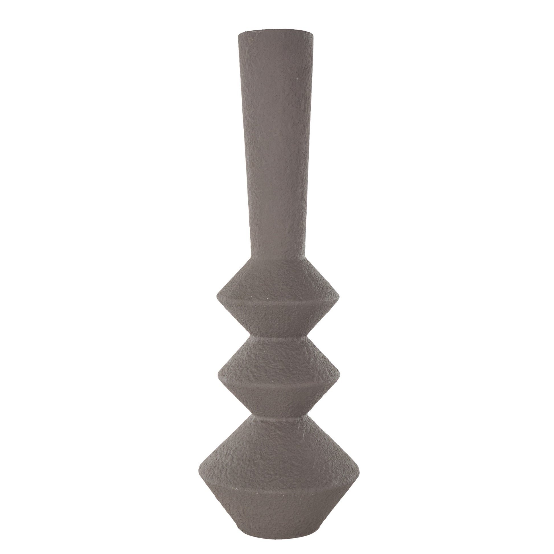 Dark Gray Metal Art Deco Fluted Decorative Vase