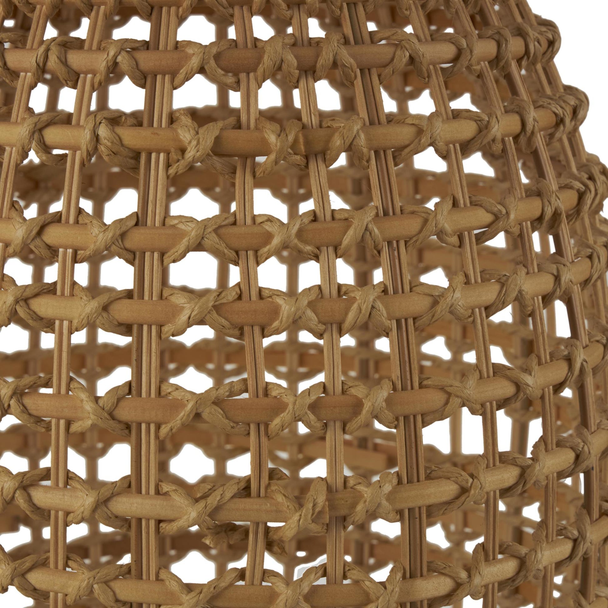 Brown Rattan Handmade Woven Decorative Vase with Open Framed Grid Design