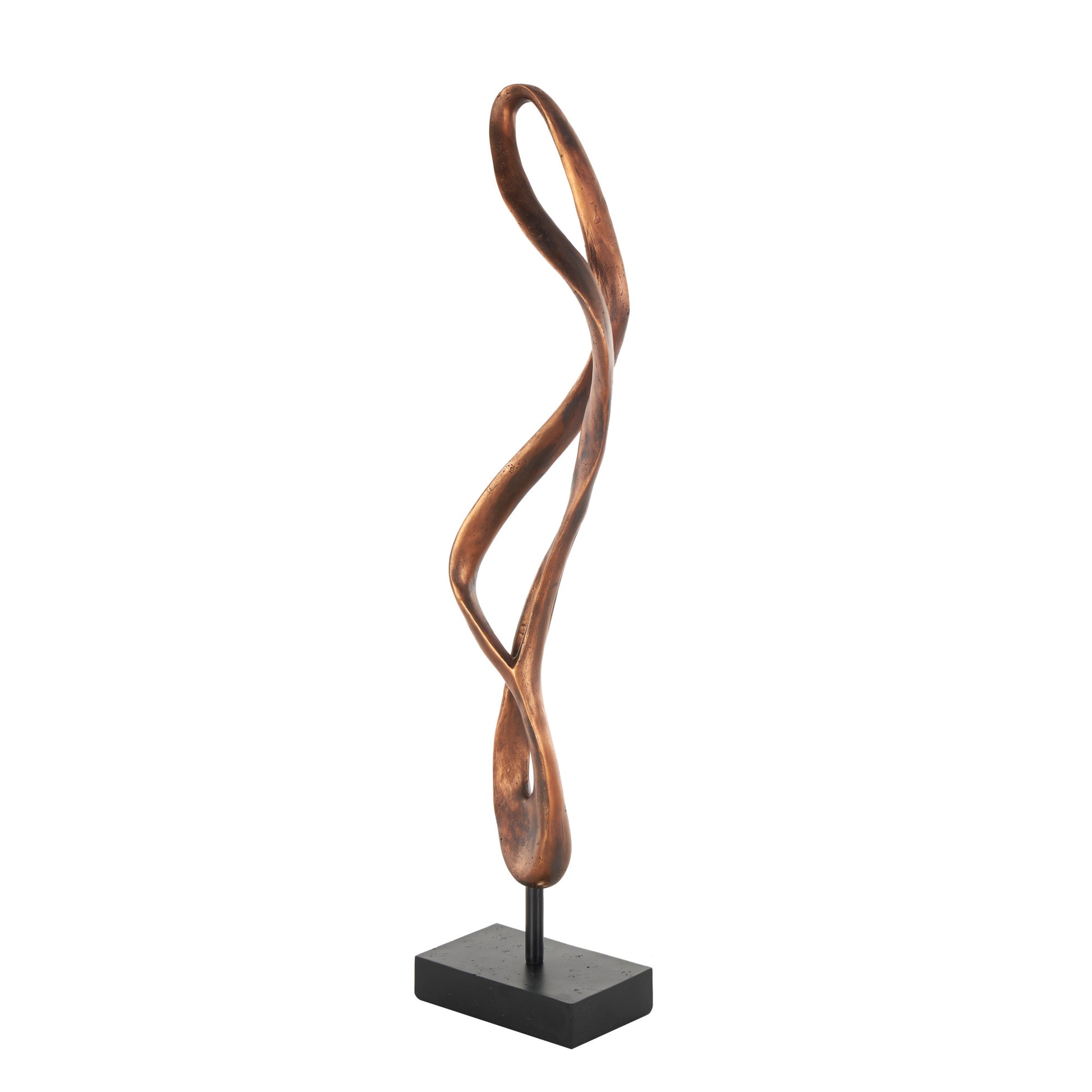 Abstract Bronze Polystone Abstract Decorative Sculpture with Rectangle Black Base