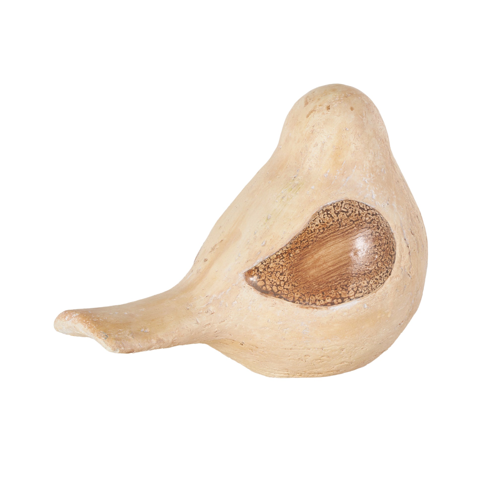Bird Cream Magnesium Oxide Sitting Decorative Garden Sculpture with Brown Accents