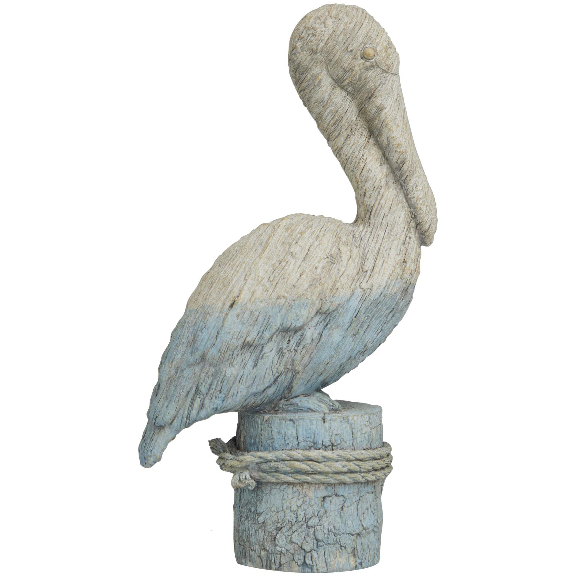 Bird Blue Polystone Textured Ombre Decorative Sculpture with Rope Details