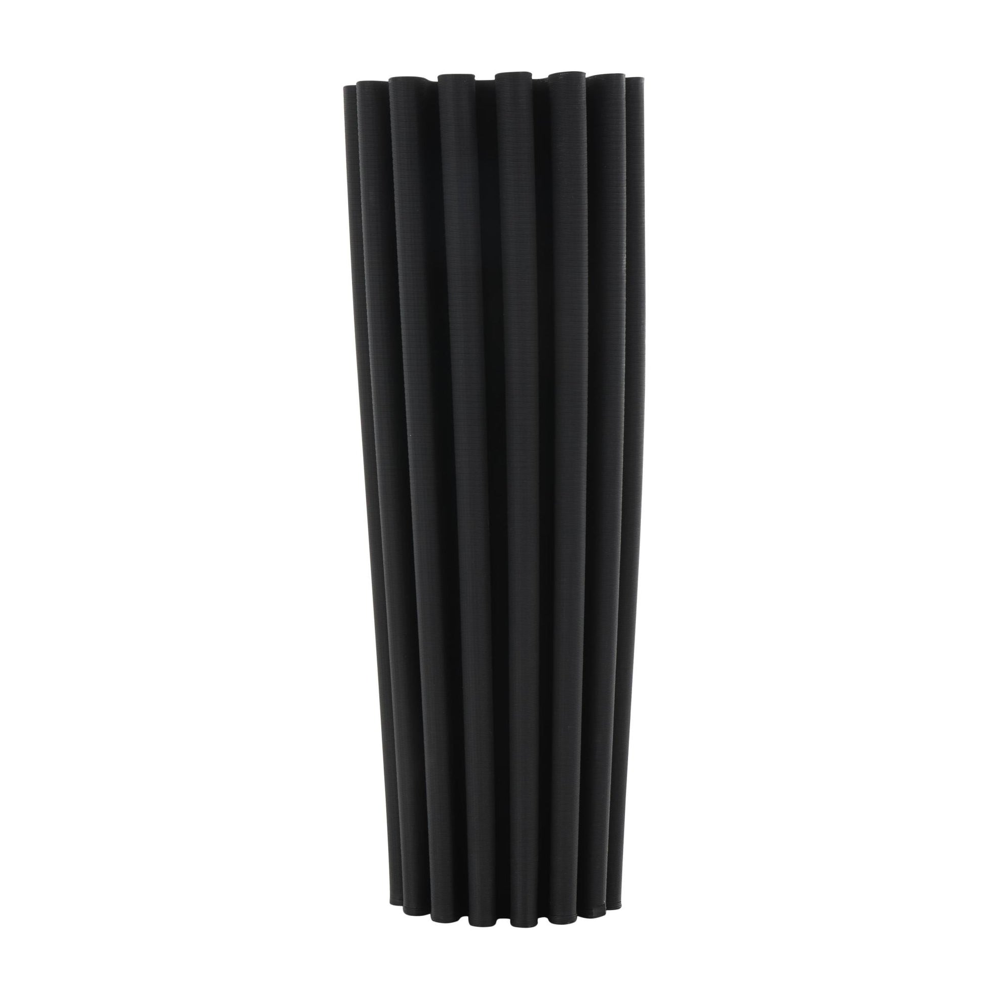 Abstract Black Ceramic Dimensional Ribbed Decorative Vase with Cylindrical Ridges