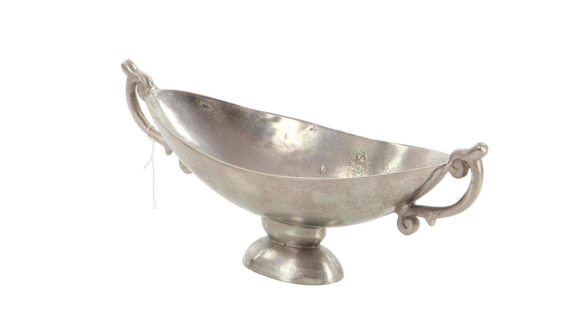 Silver Aluminum Metal Large Decorative Bowl with Handles