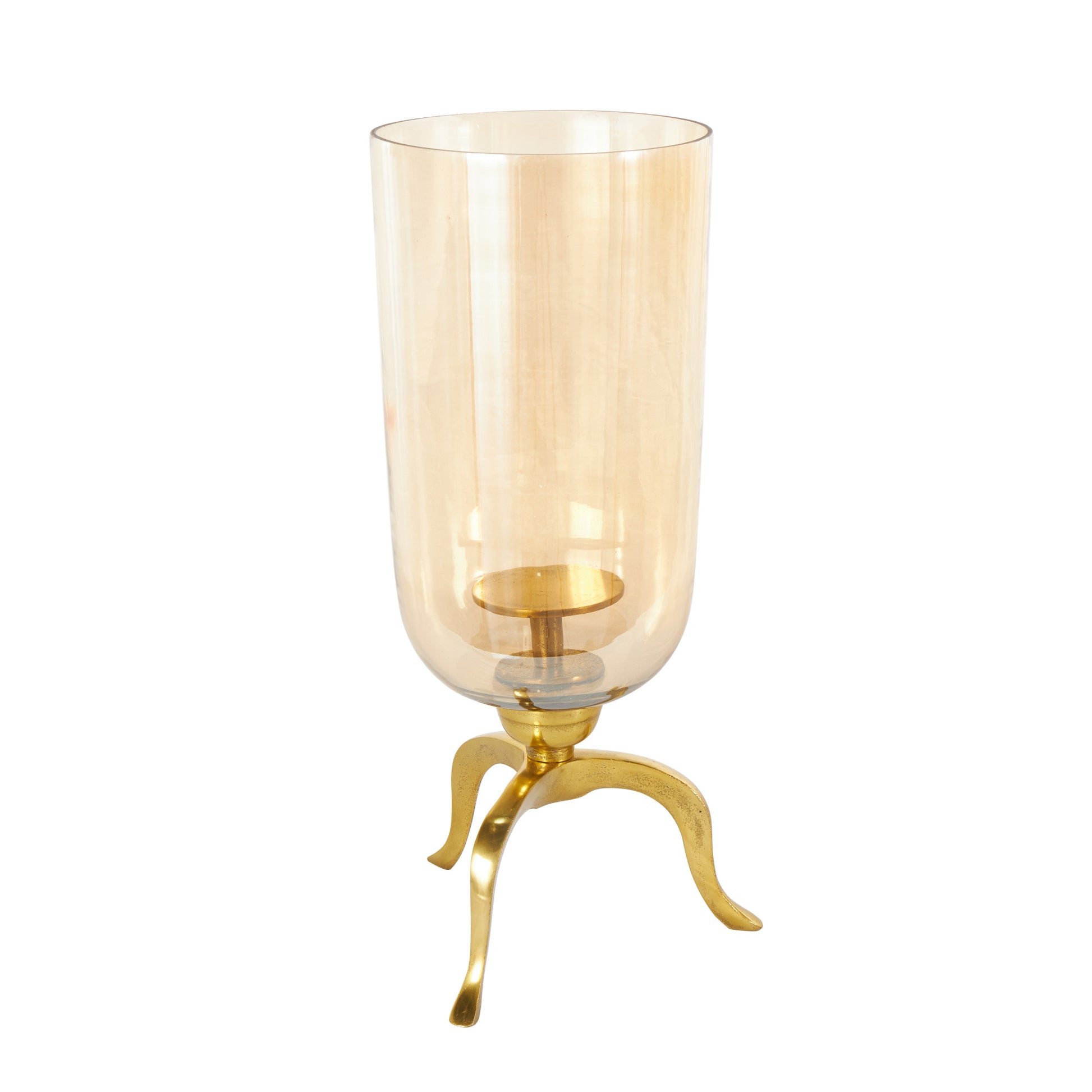 Gold Aluminum Metal Single Candle Room Hurricane Lamp