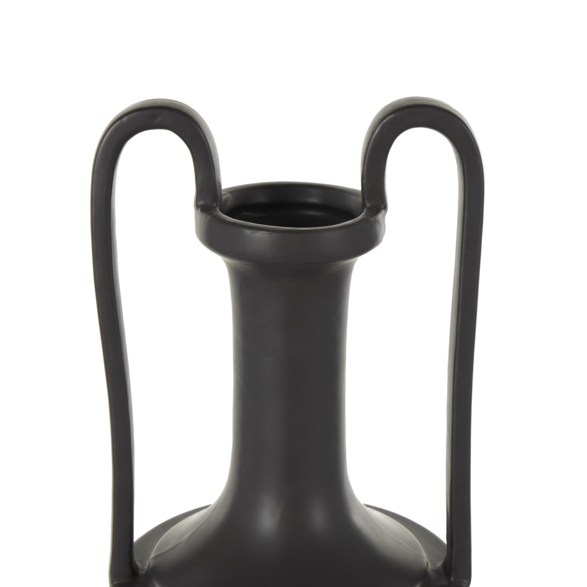 Ceramic Fluted Urn Shaped Decorative Vase with Arch Handles