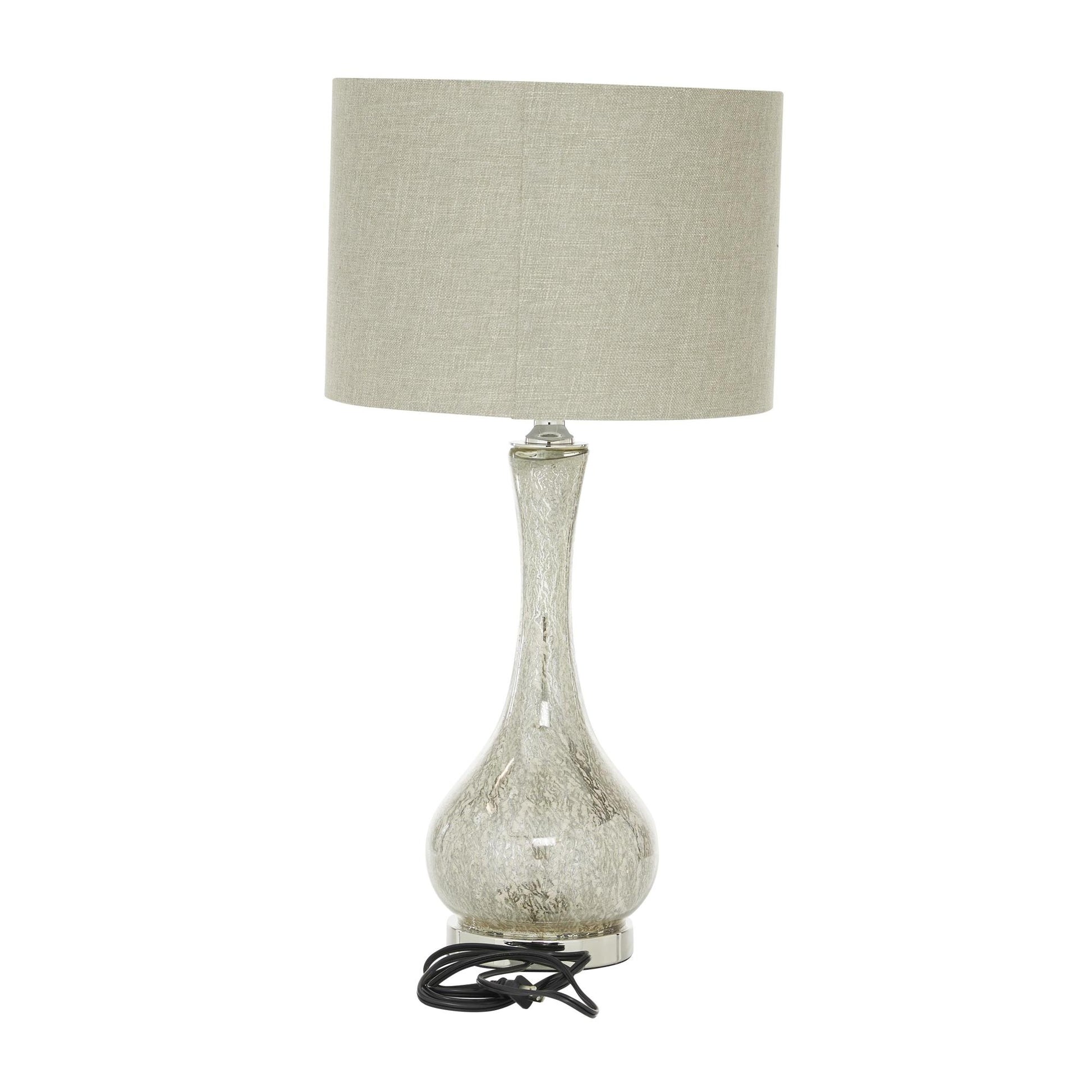Silver Glass Room Table Lamp with Faux Mercury Glass Finish
