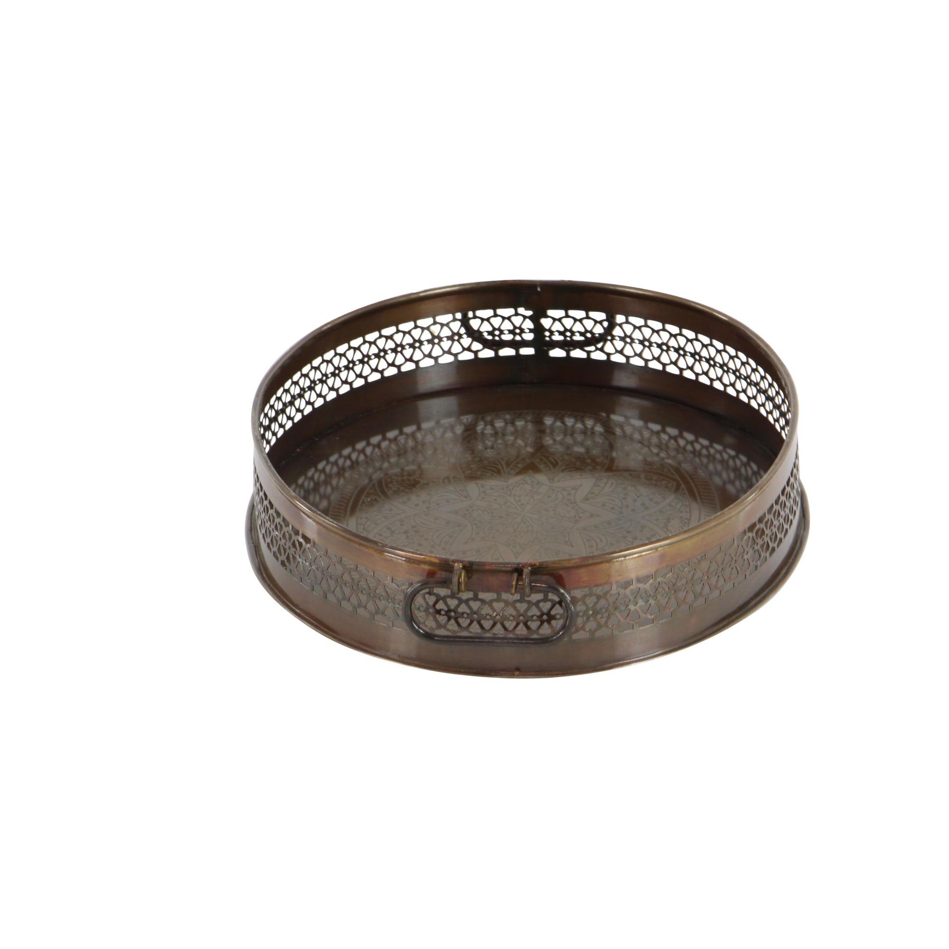 Set of 2 Floral Brown Metal Living Room Decor Tray