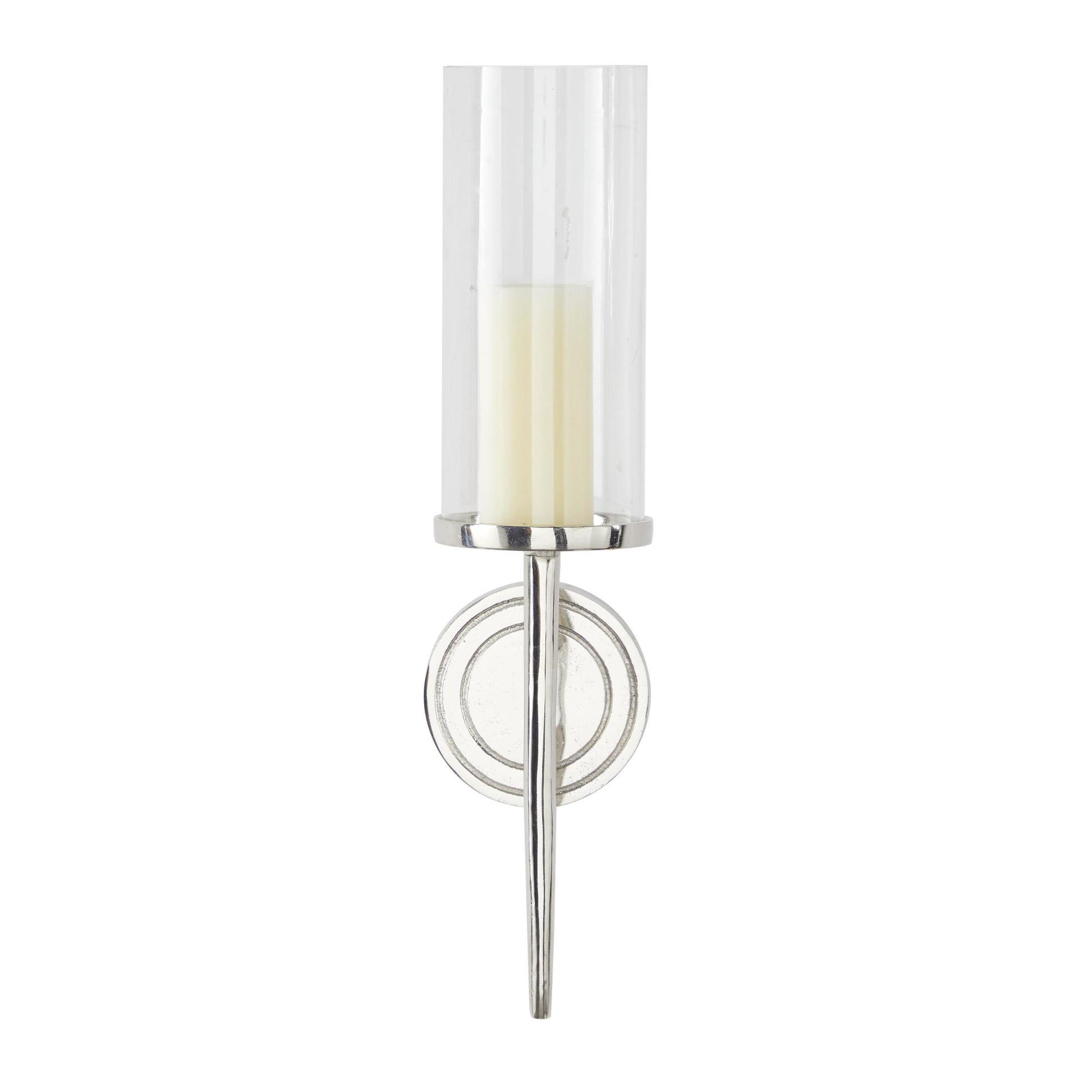 Geometric Aluminum Metal Single Candle Indoor Outdoor Wall Sconce with Glass Holder