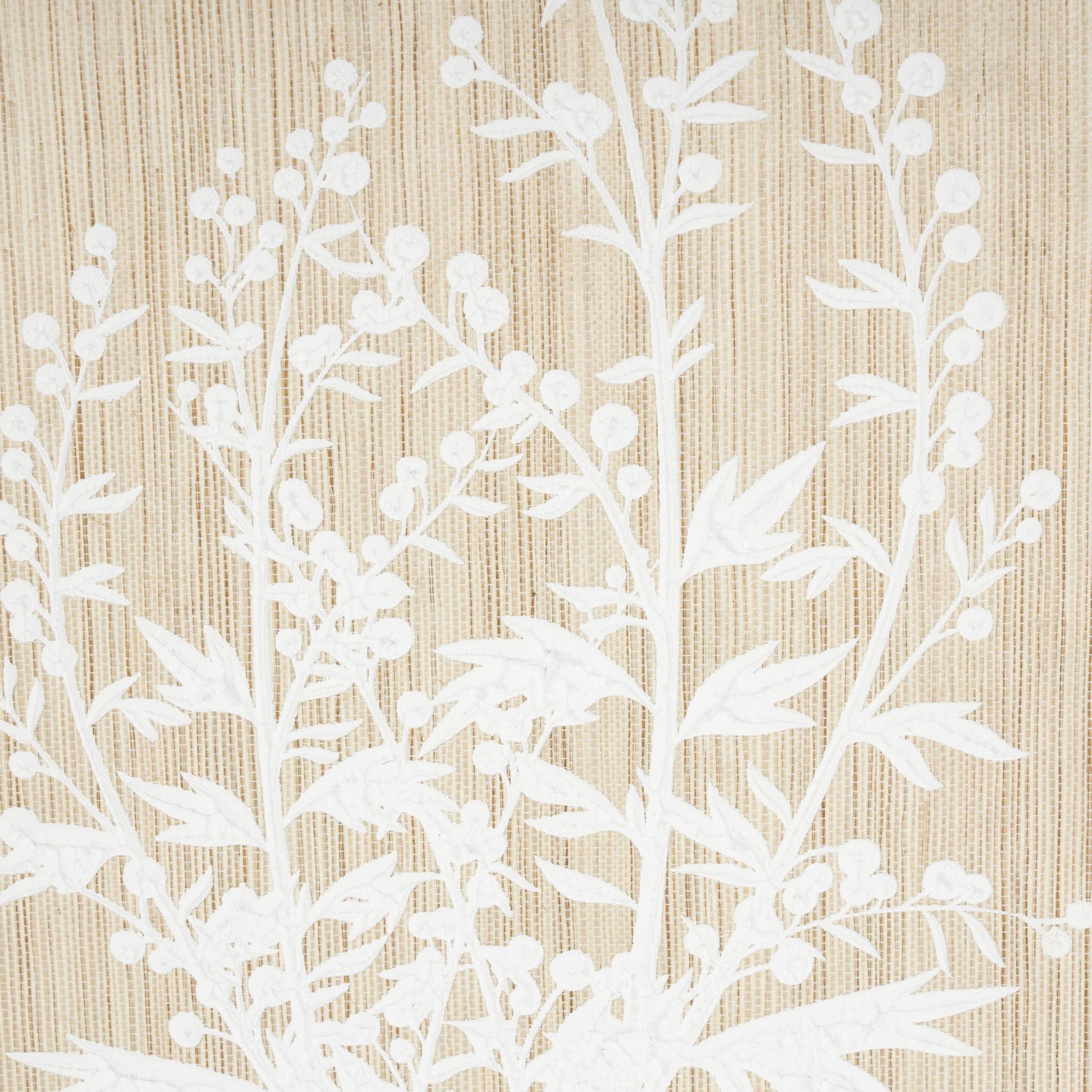 Floral Cream Wood Textured Living Room Framed Wall Art with White Painted Accents and Beaded Frame