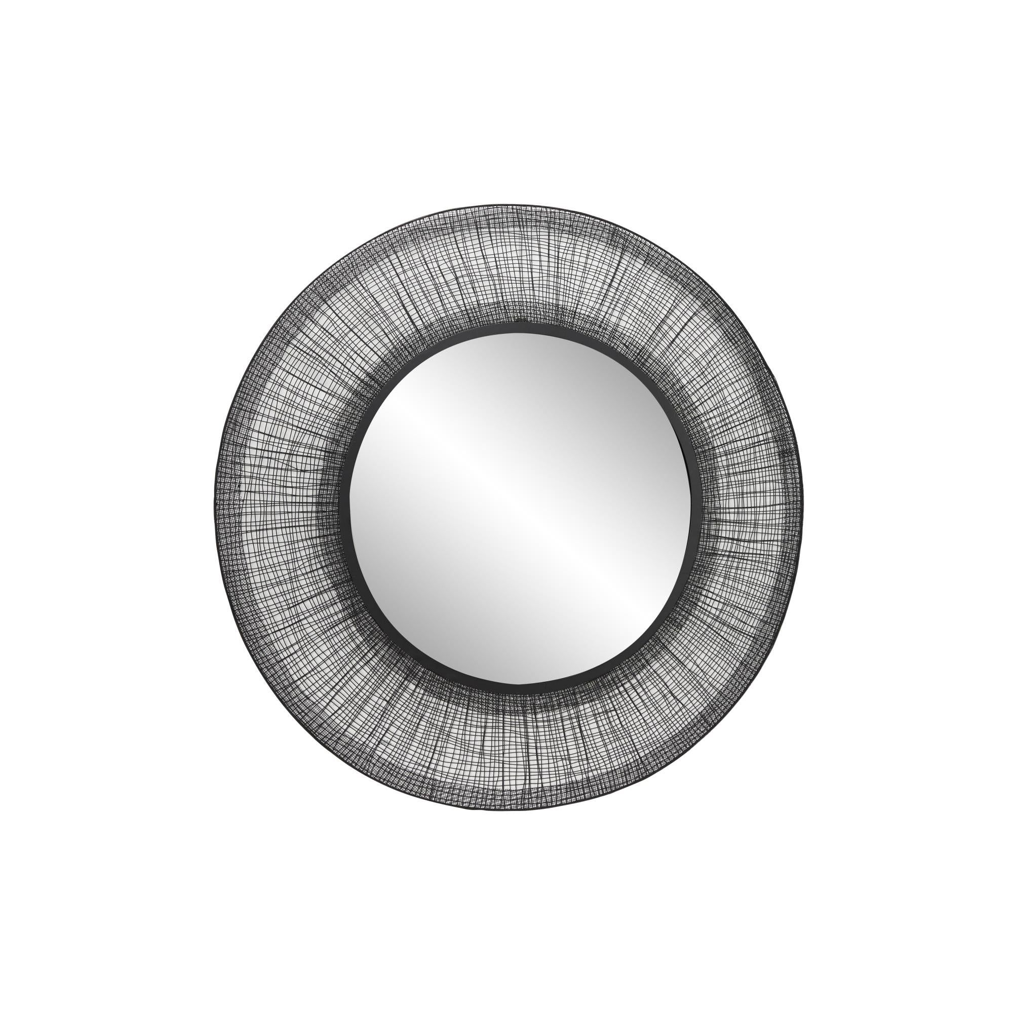 Abstract Black Metal Wire Mesh Room Wall Mirror