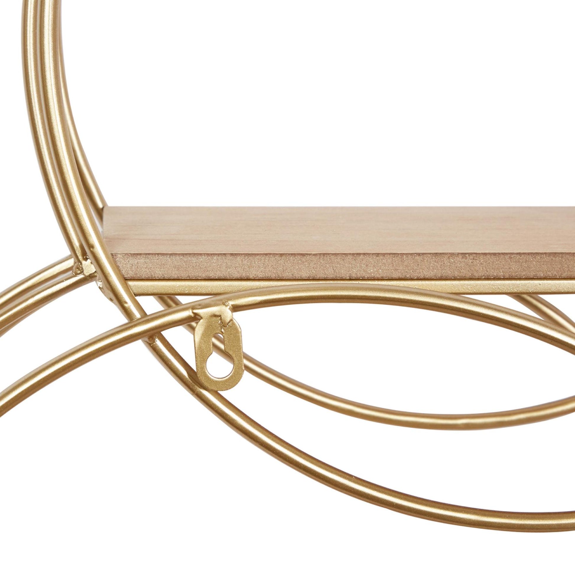 Geometric Gold Metal 3 Shelves Room Wall Shelf