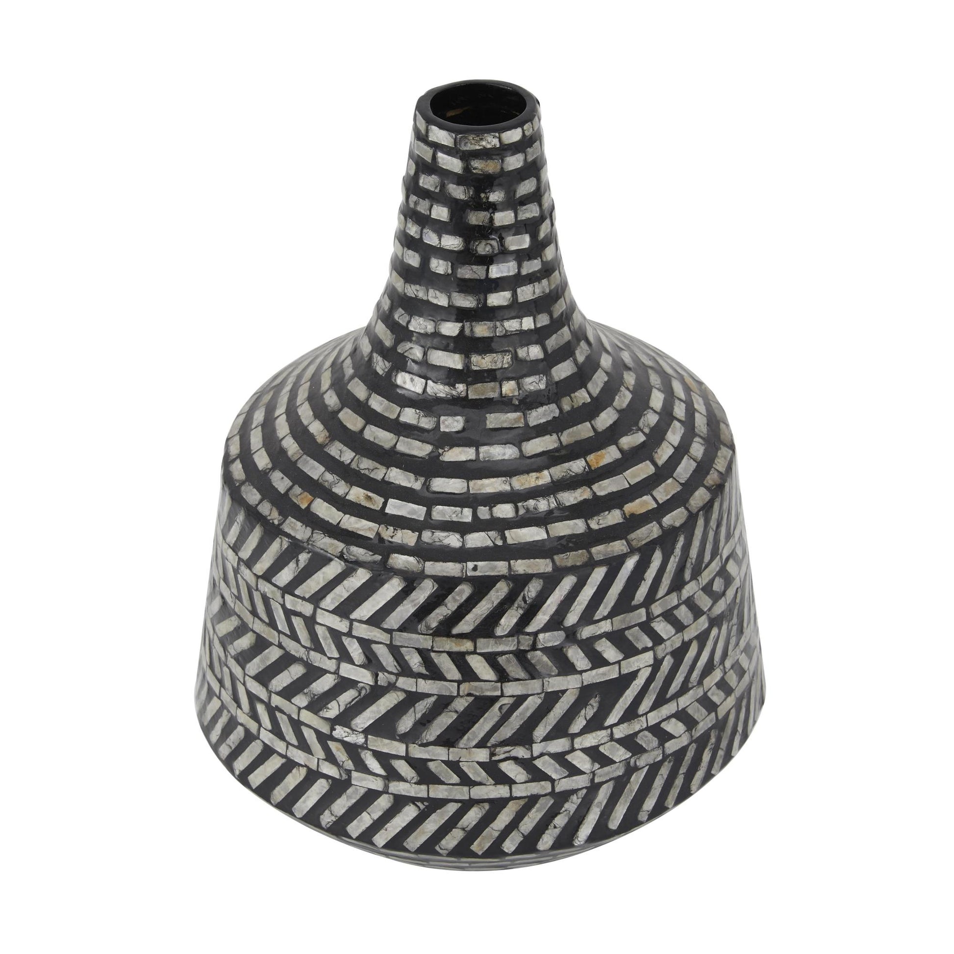 Tribal Black Mother of Pearl Shell Handmade Decorative Vase