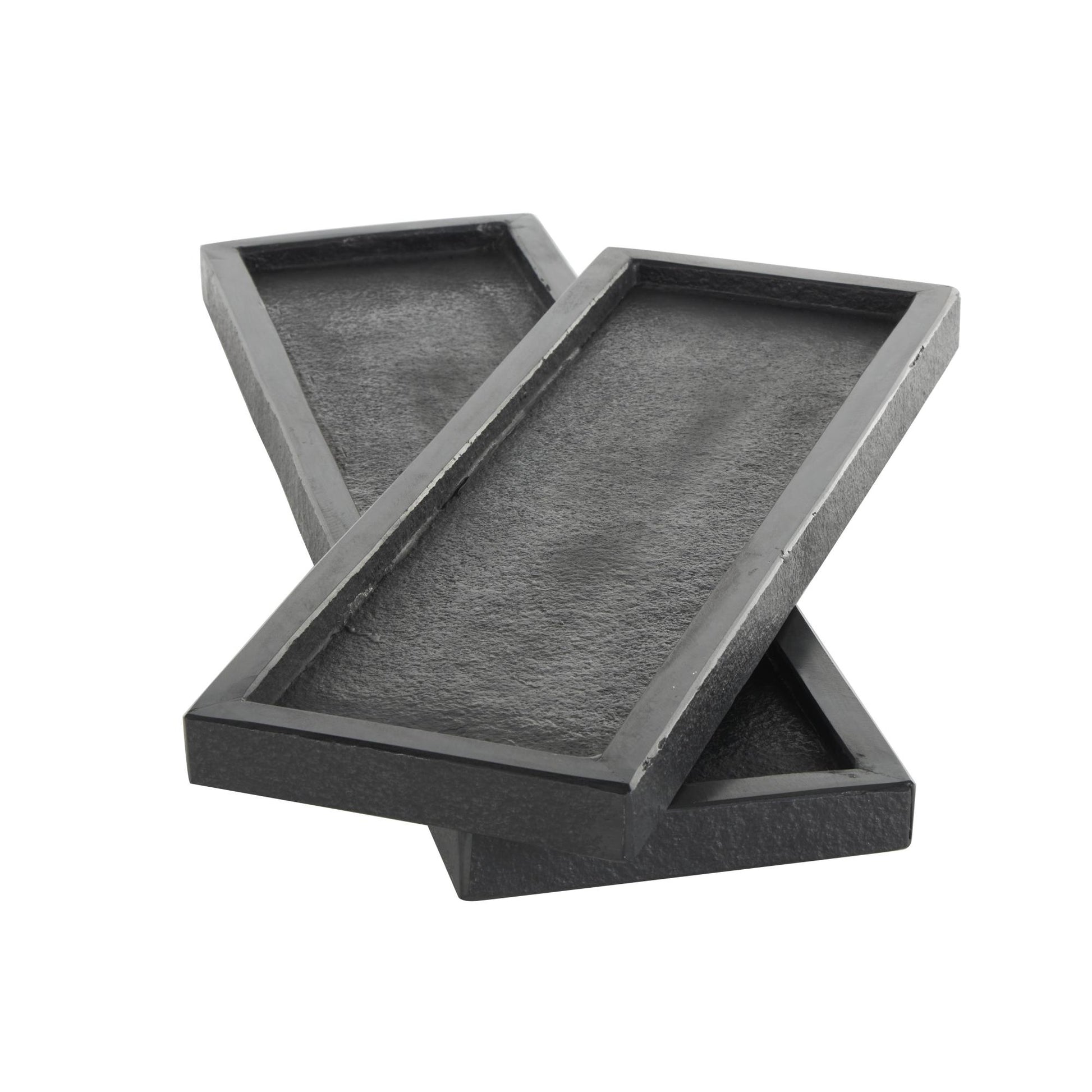 Set of 2 Marble Minimalistic Textured Square Living Room Decor Tray Set of 2 10", 8"W