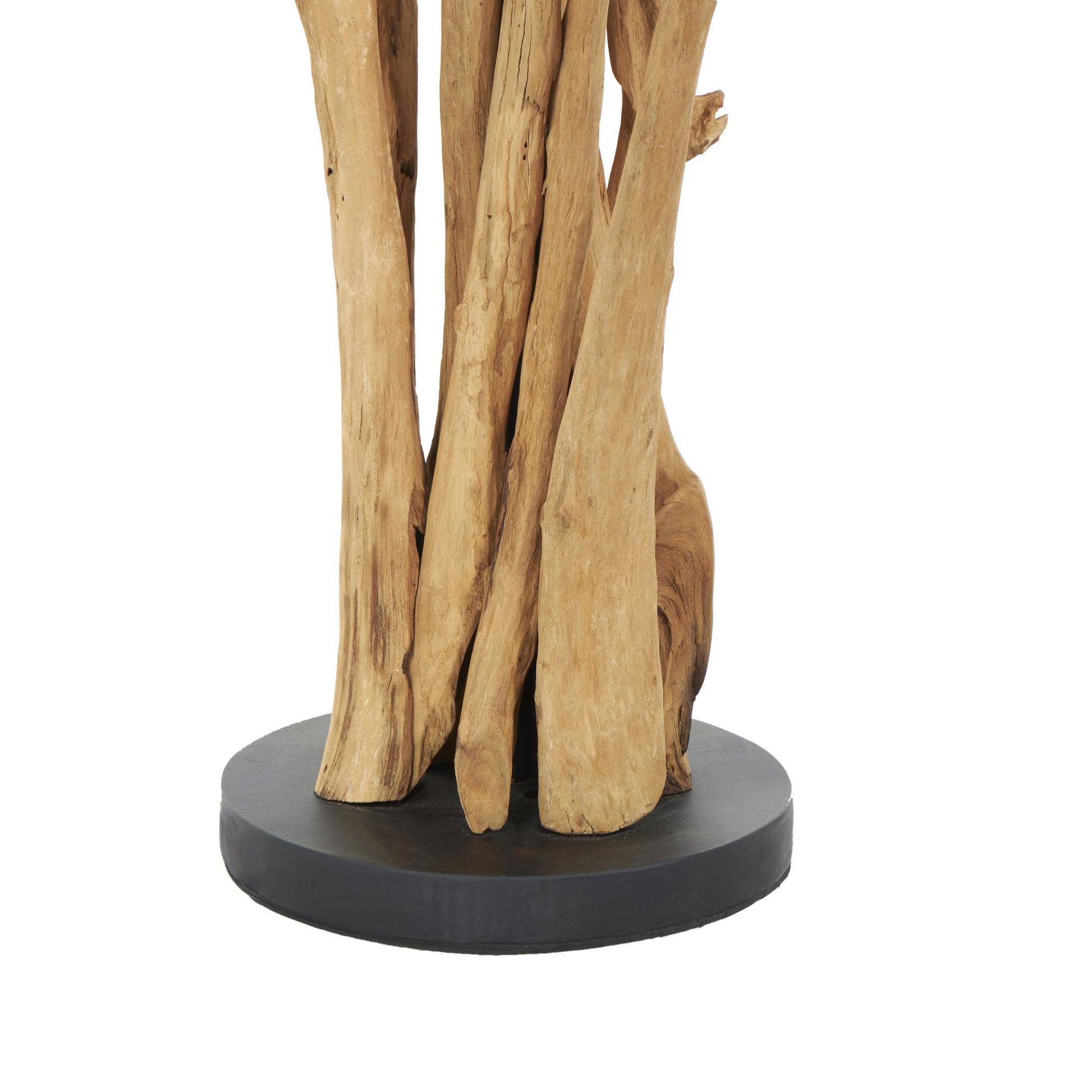 Brown Teak Wood Handmade Tall Tree Branch Floor Decorative Candle Holder with Black Metal Accents