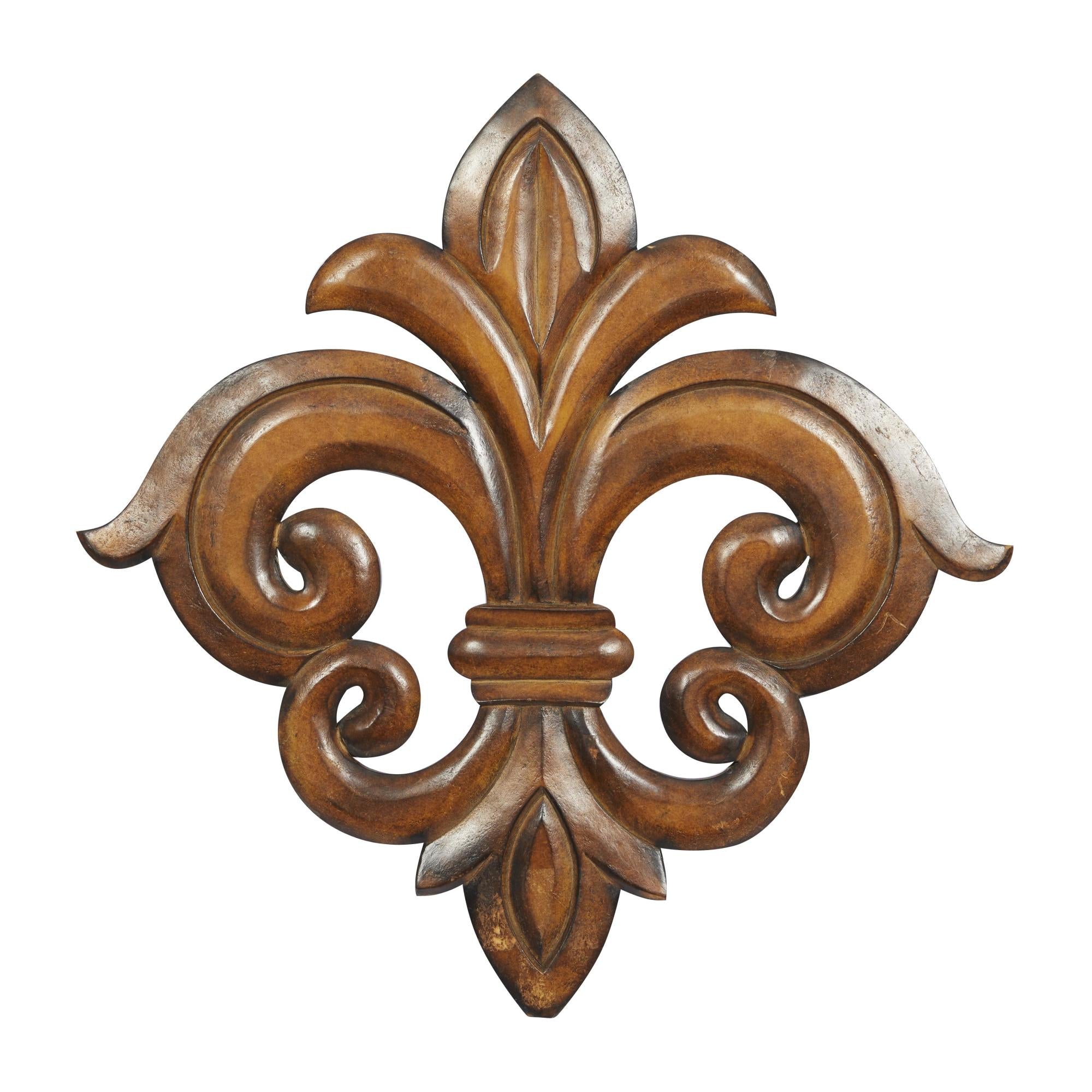 Fleur De Lis Wooden Carved Home Wall Decor