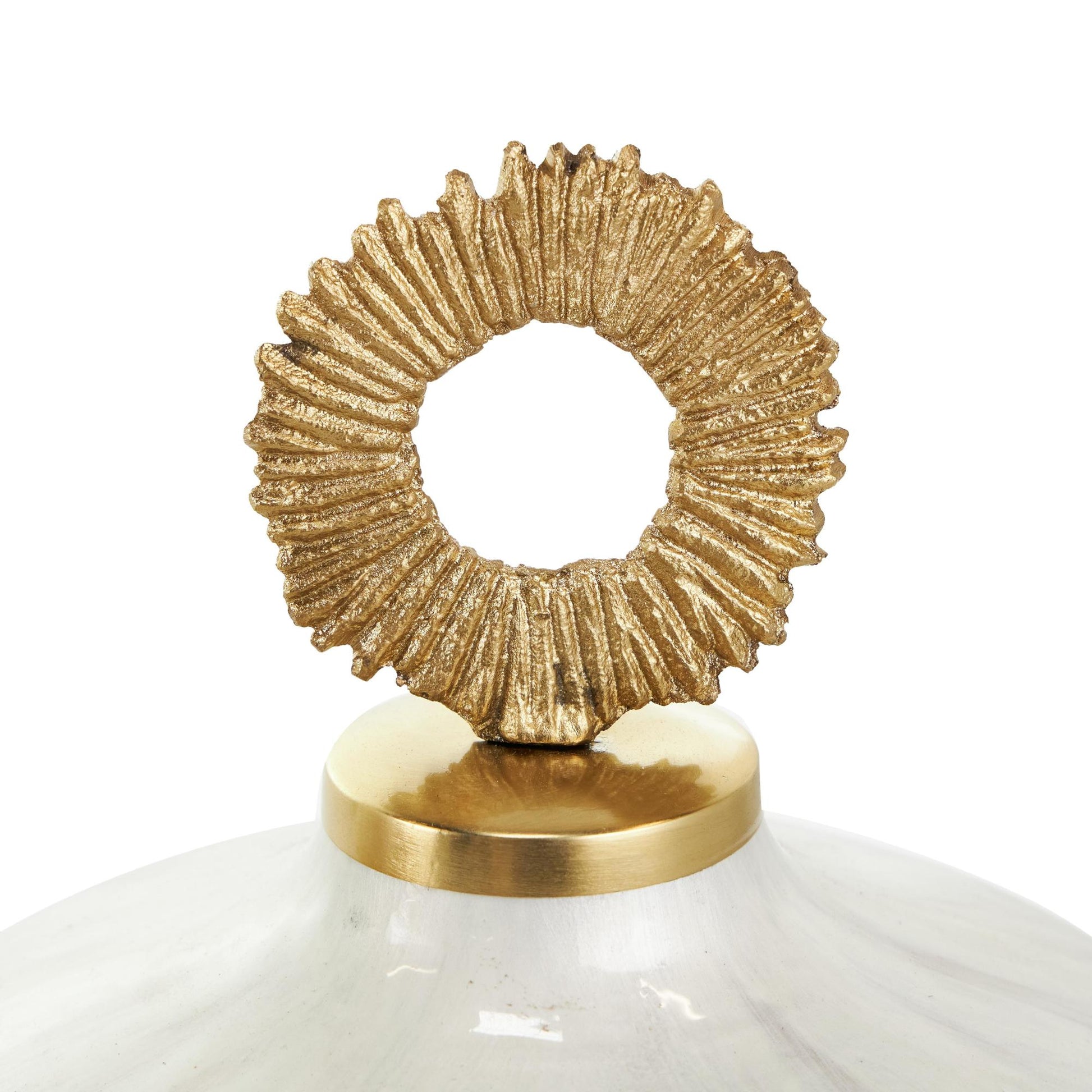 Set of 2 Metal Abstract Brushed Living Room Decorative Jars with Gold Ring Handles Set of 2 11", 13"H