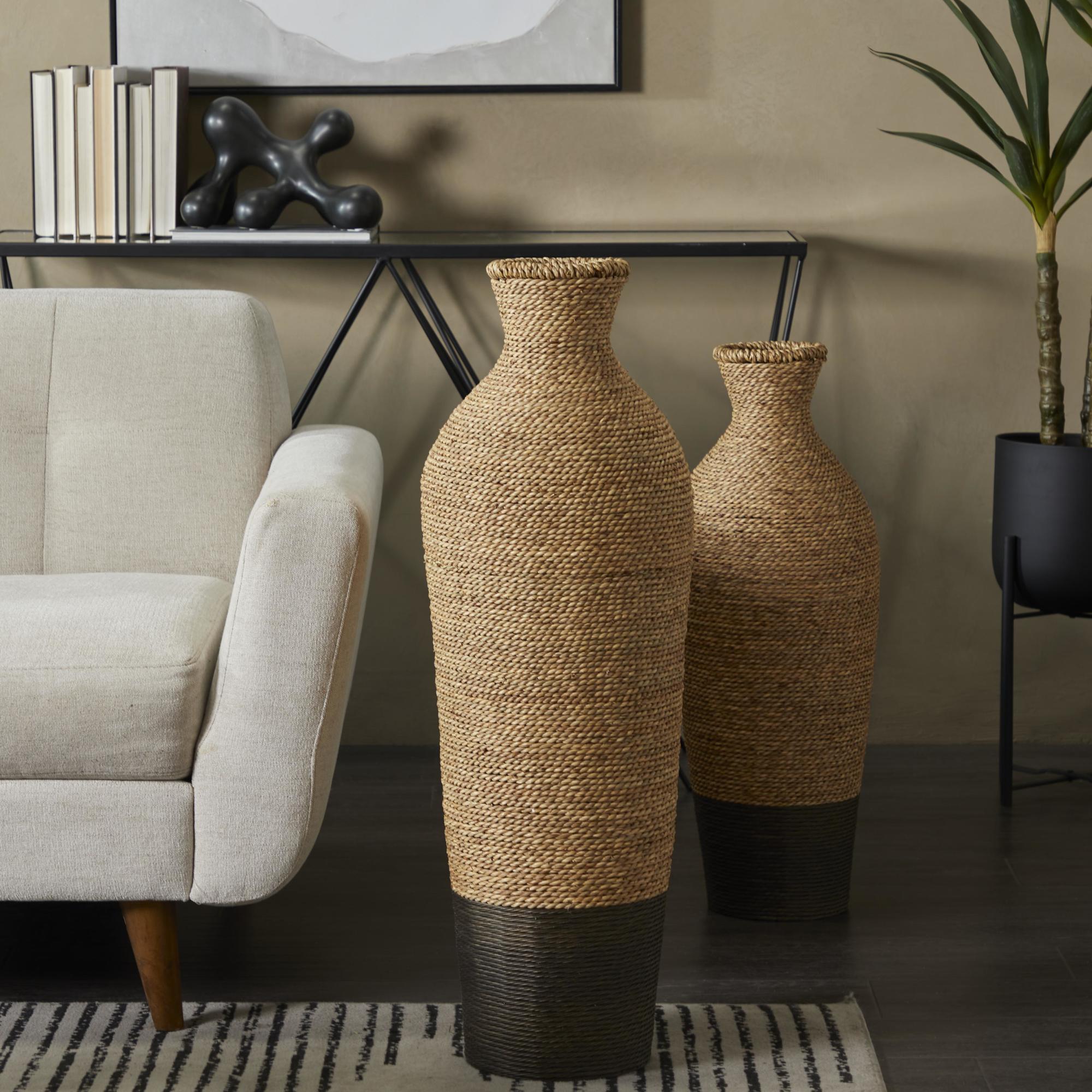 Brown Seagrass Handmade Tall Woven Floor Decorative Vase