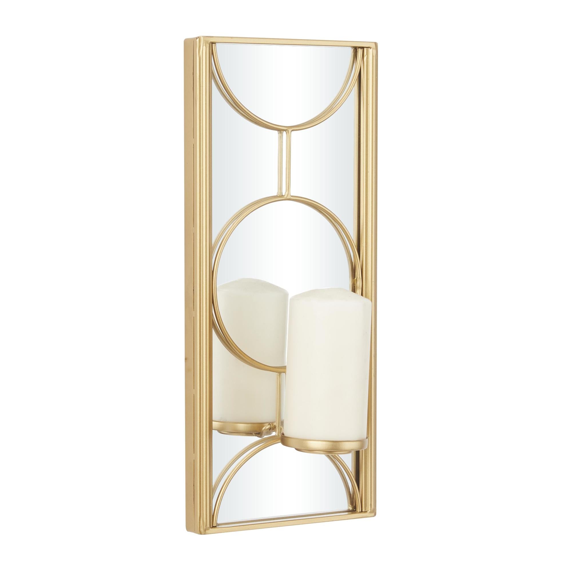 CosmoLiving by Cosmopolitan Geometric Metal Pillar Indoor Outdoor Wall Sconce with Mirror Backing