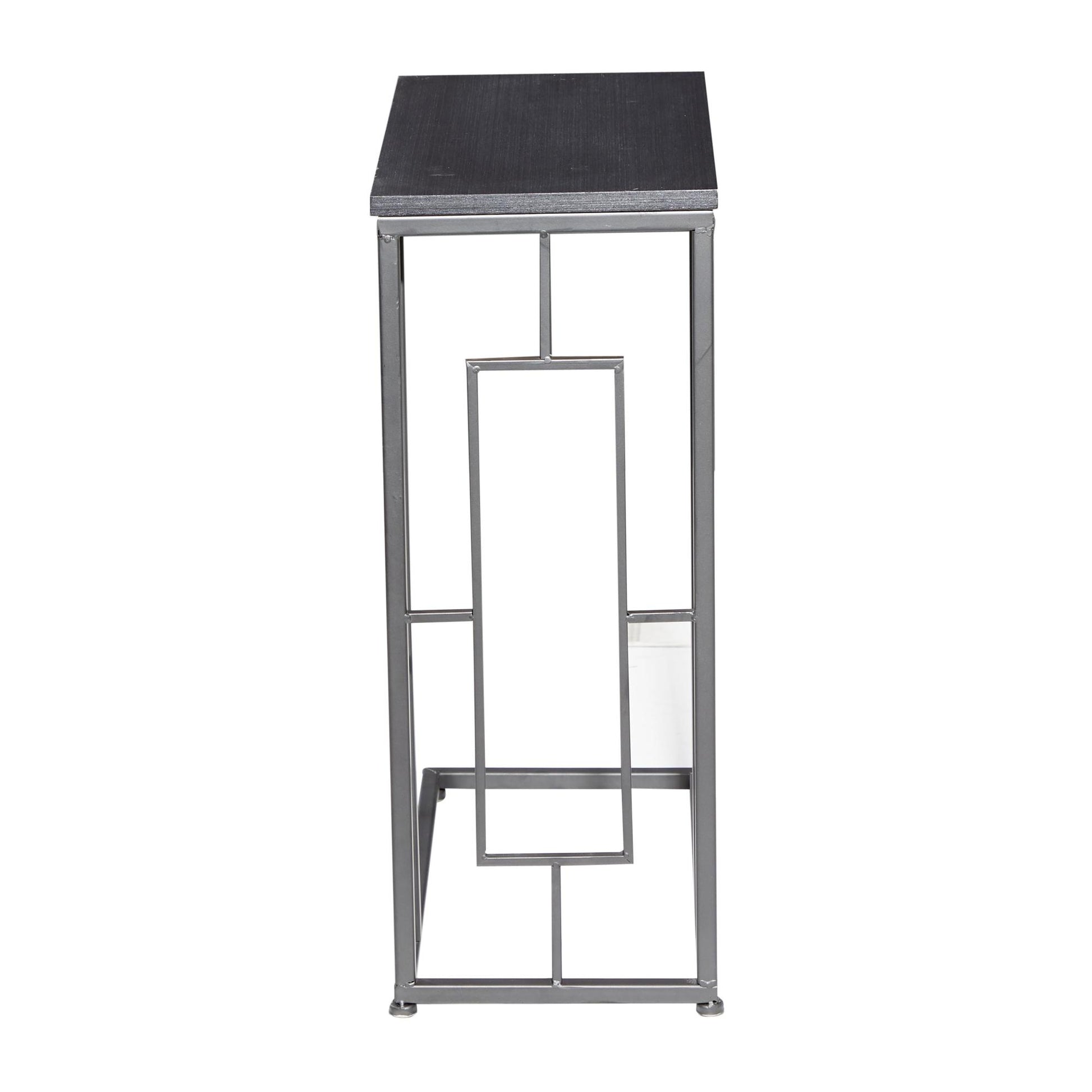 Metal C-Shaped Side End Accent Table with Black Metal Base