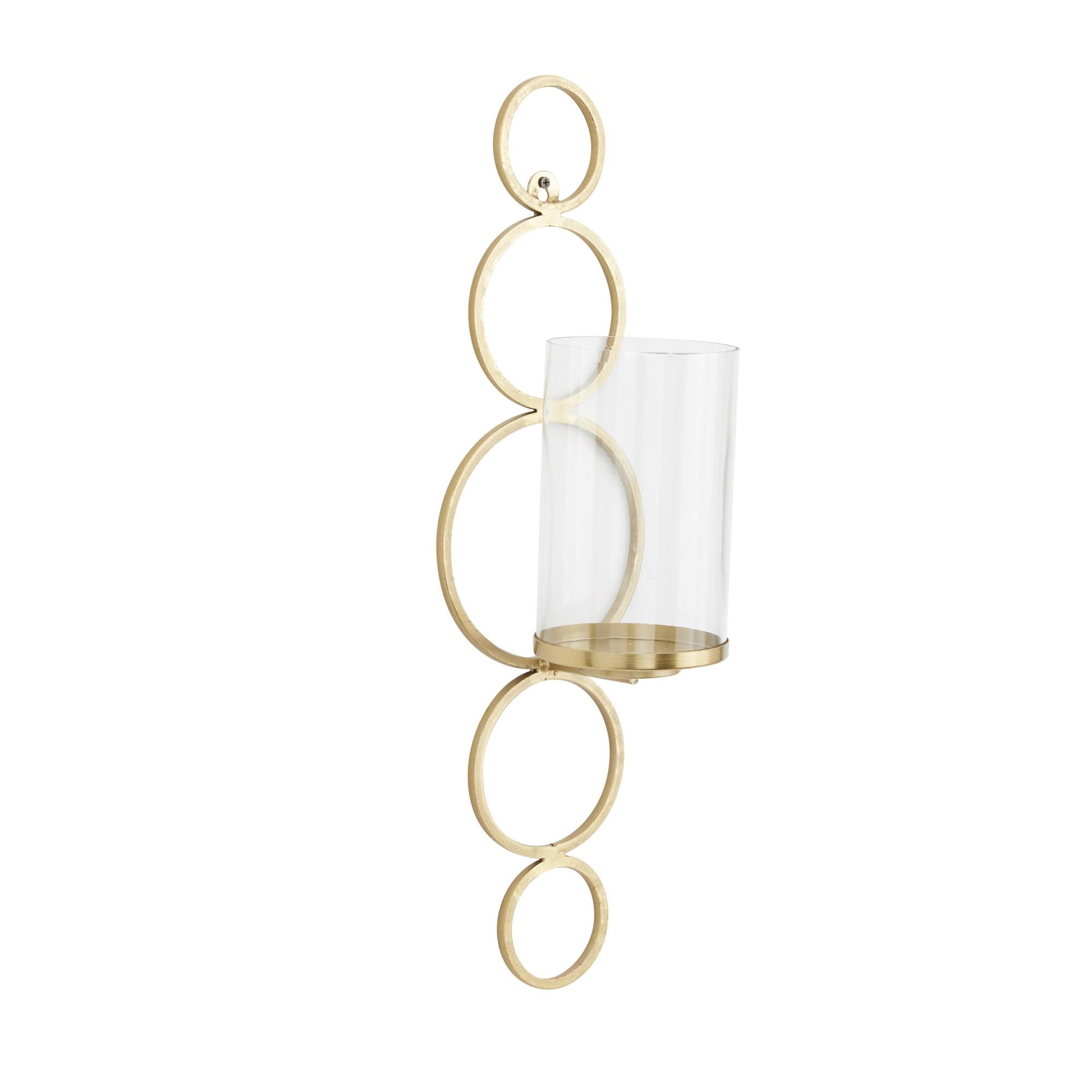 CosmoLiving by Cosmopolitan Metal Single Candle Indoor Outdoor Wall Sconce with Glass Holder