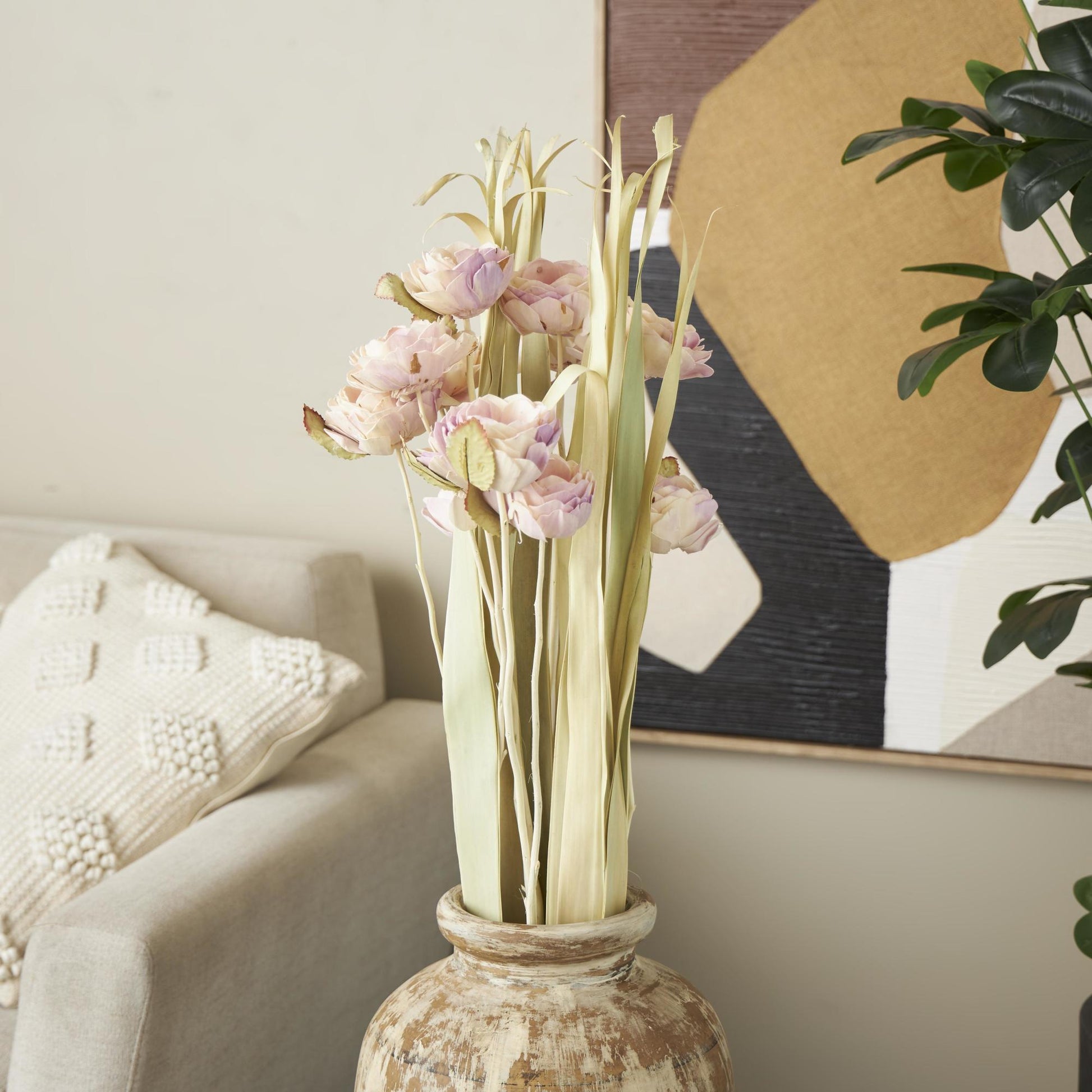 Pink Dried Plant Tall Home Decor Natural Foliage with Pink Petals