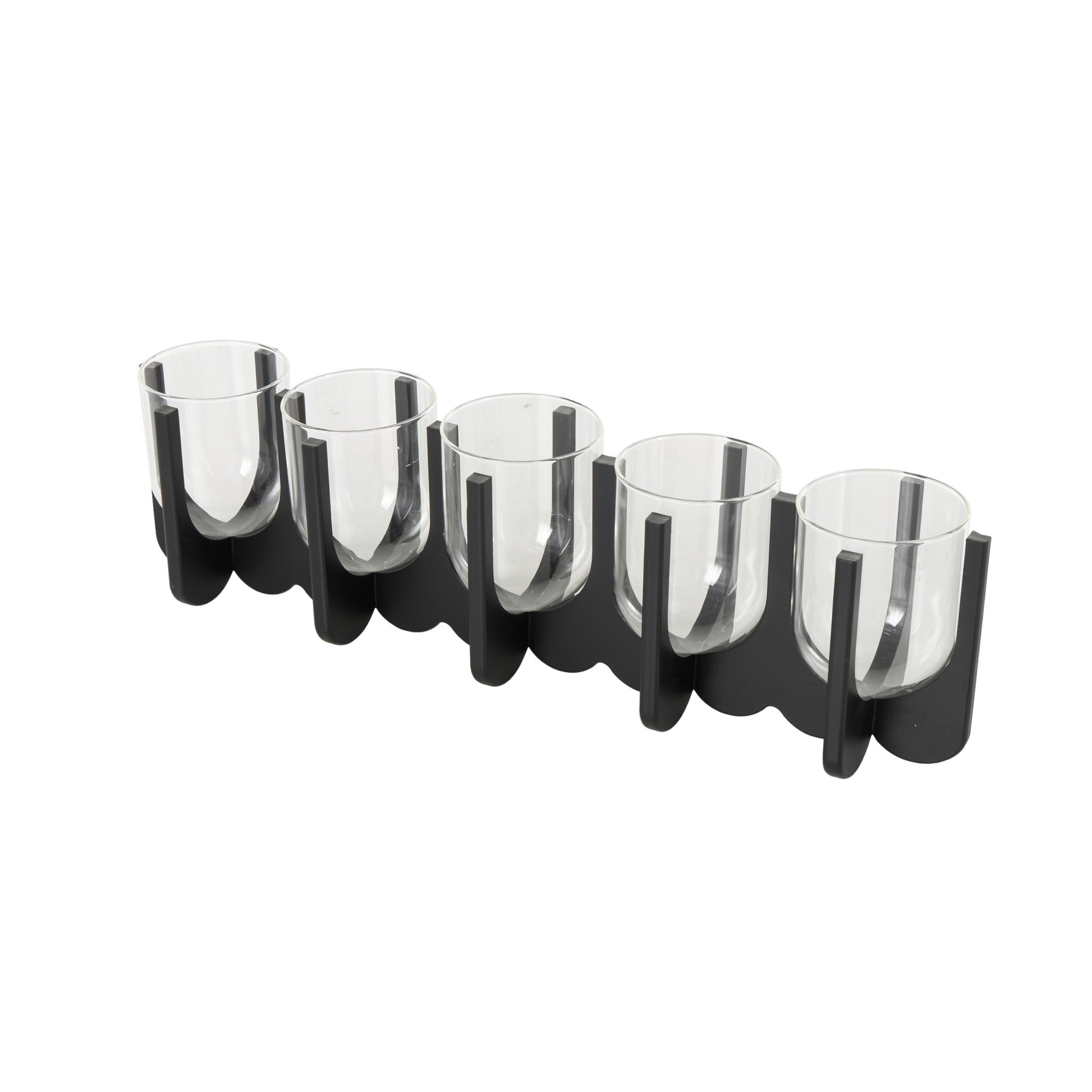 Black Wood Hurricane Decorative Candle Holder