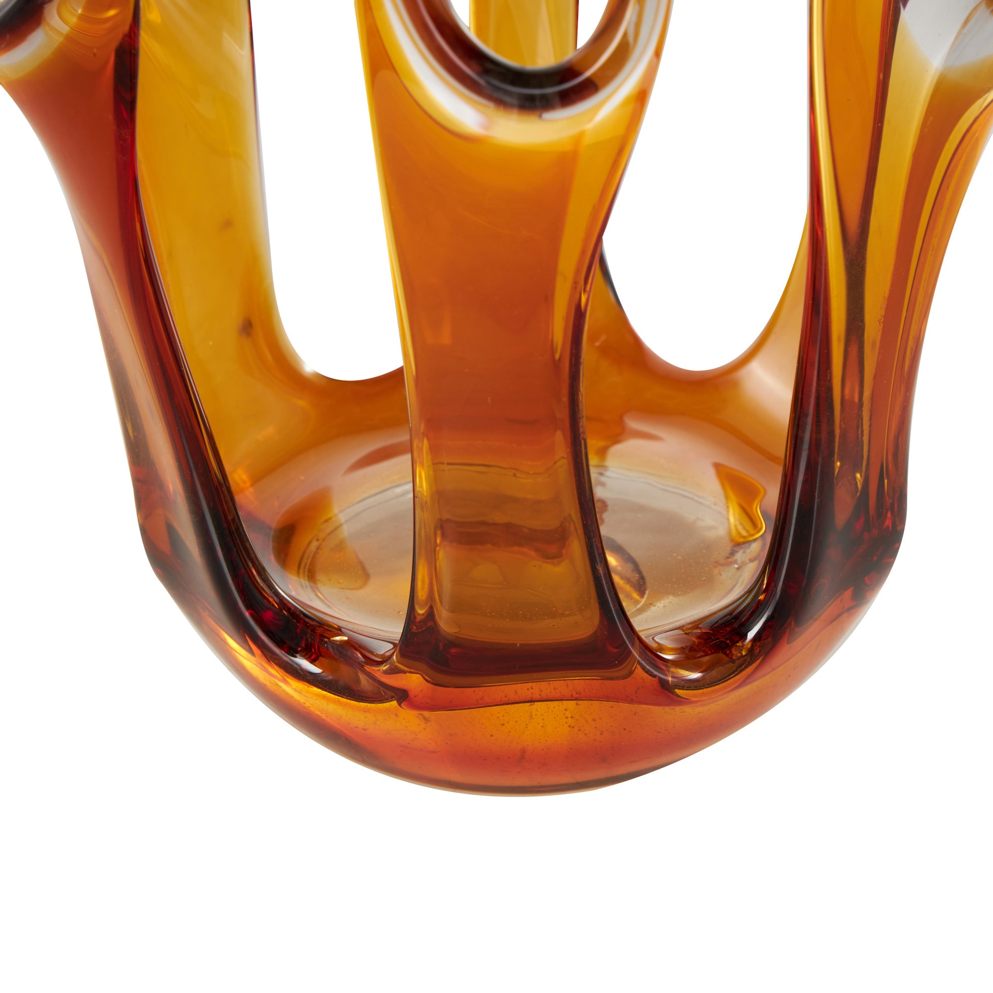 Abstract Glass Ombre Decorative Vase with Wavy Oval Cutouts