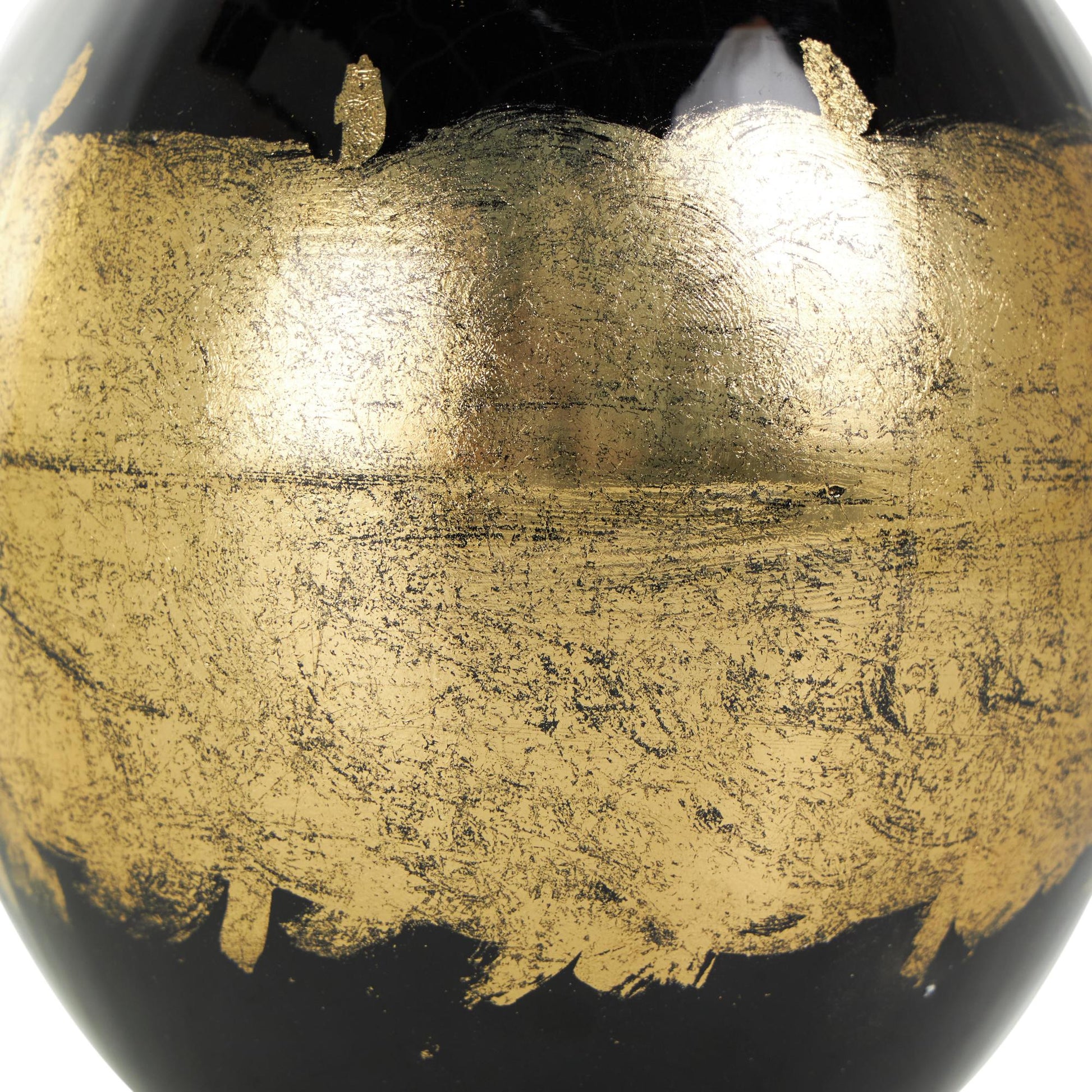 Black Metal Abstract Decorative Vase with Gold Detailing