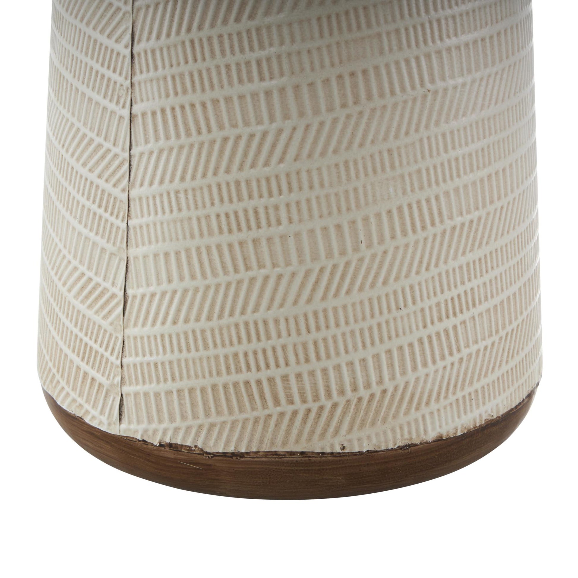 Geometric Light Brown Rattan Handmade Woven Decorative Vase with Beige Metal Base