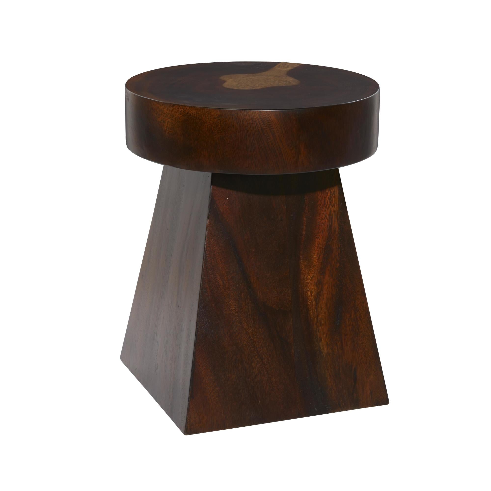 Brown Wood Side End Accent Table with Tapered Square Base