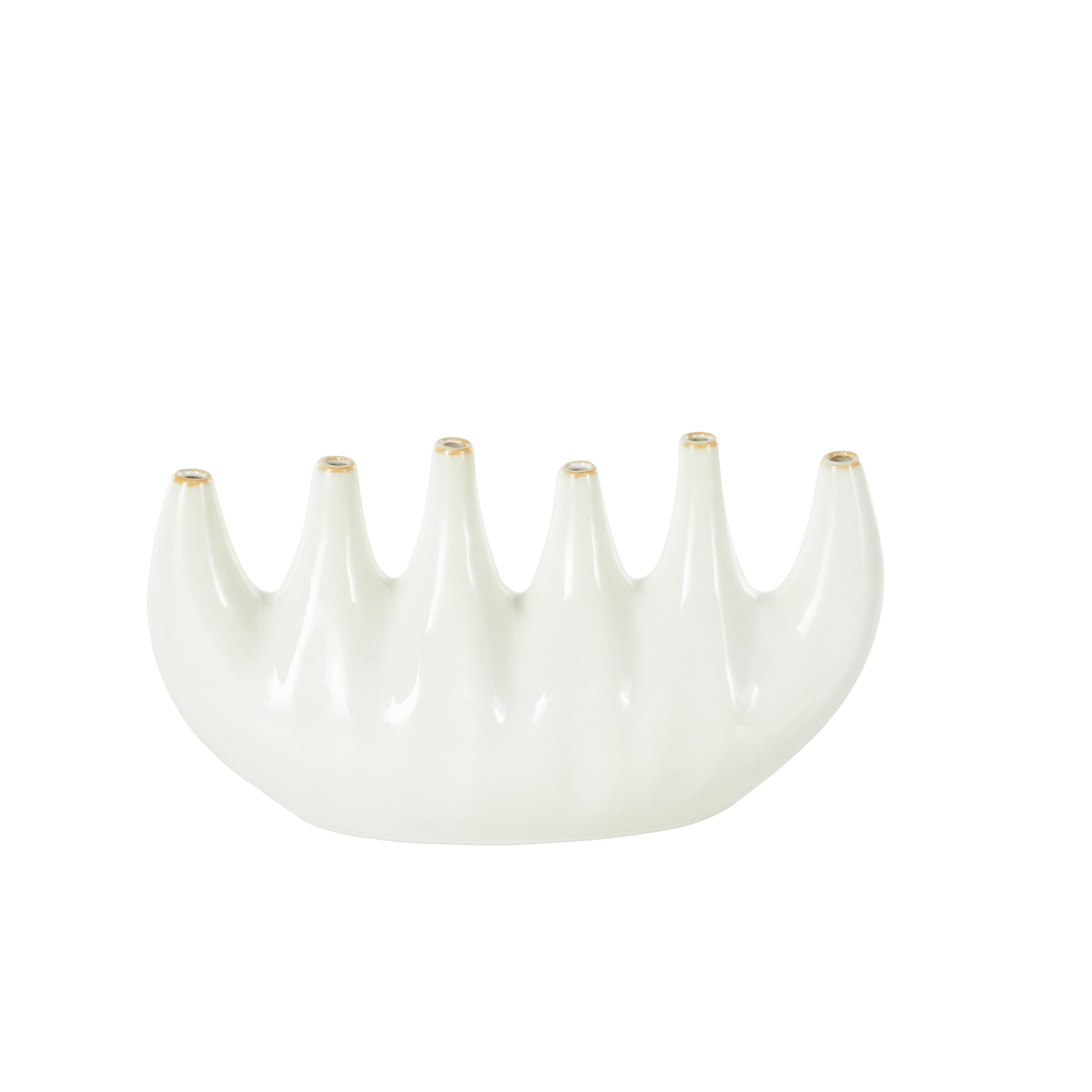 Abstract White Ceramic Decorative Vase with Multiple Openings