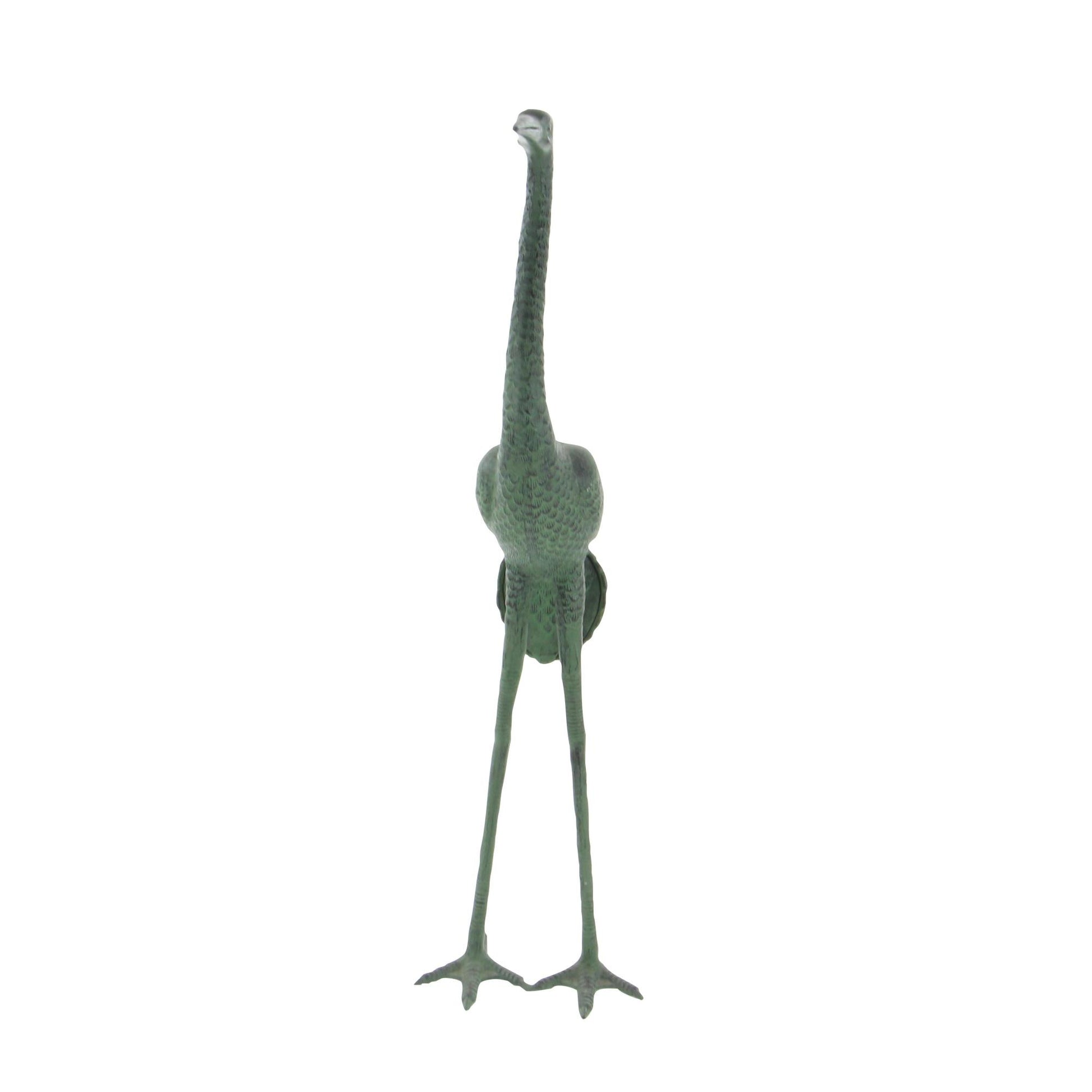 Set of 2 Crane Green Aluminum Metal Tall Indoor Outdoor Decorative Garden Sculpture