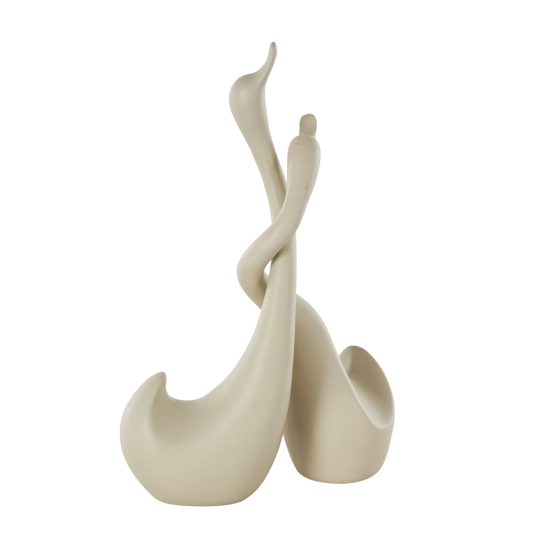Set of 2 Swan Beige Ceramic Intertwined Decorative Sculpture