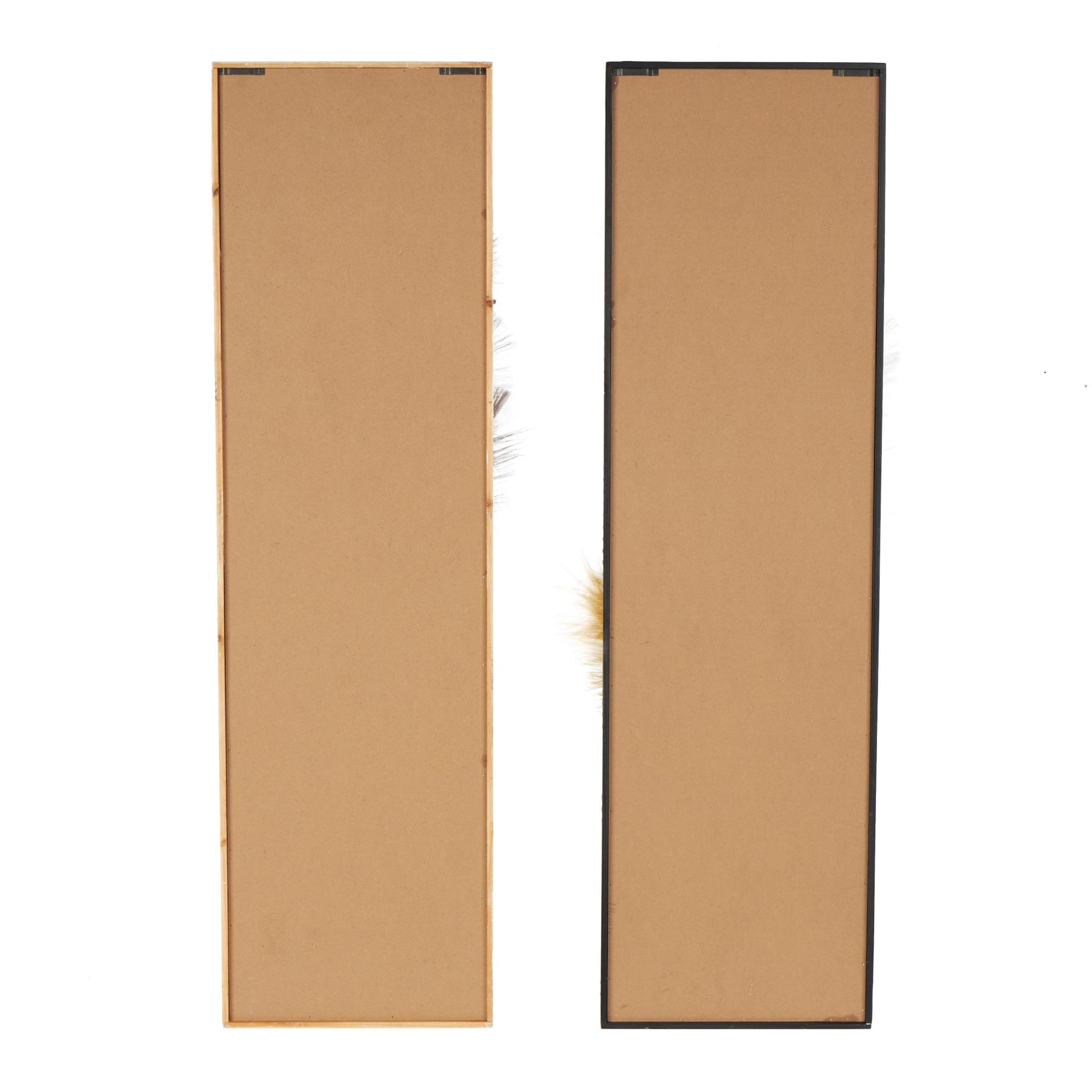 Set of 2 Leaf Brown Wood Handmade 3D Pampas Stem Living Room Framed Wall Art with Textured Backing and Beaded Frame