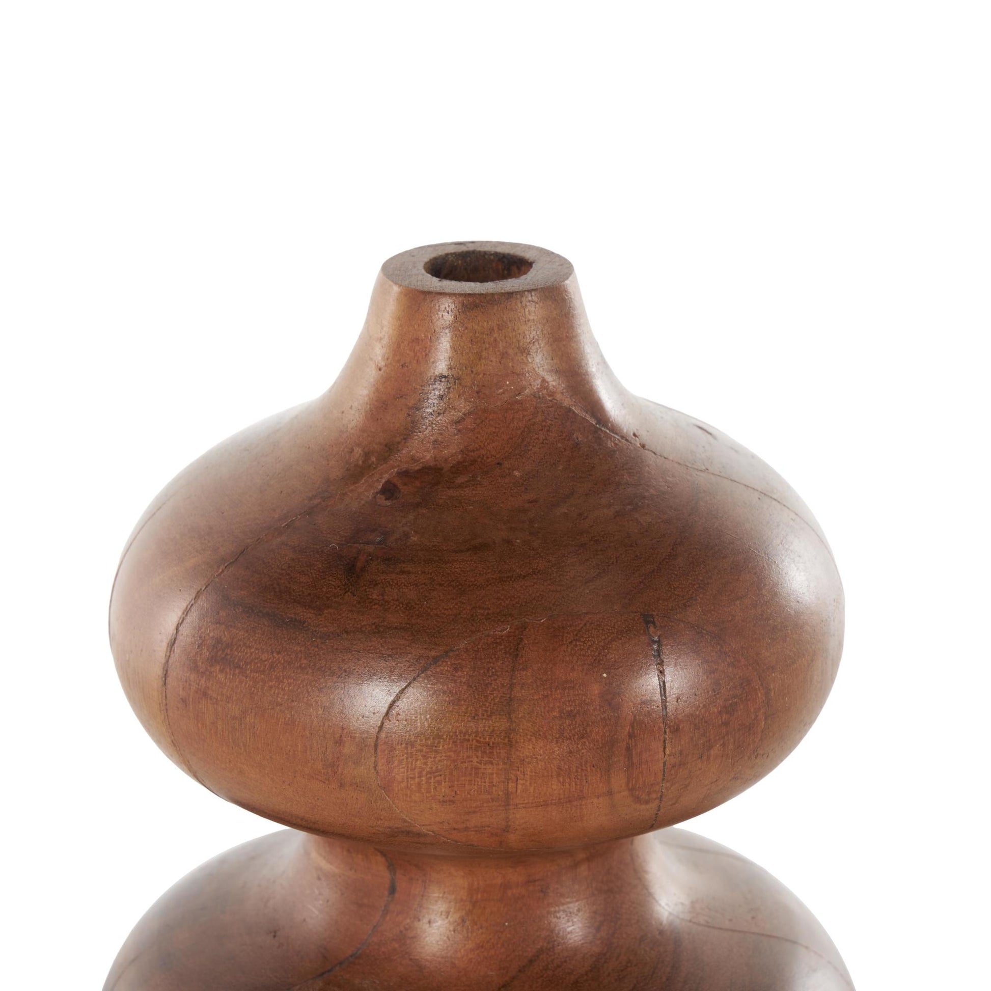Geometric Brown Wood Bubble Decorative Vase with Natural Wood Grains