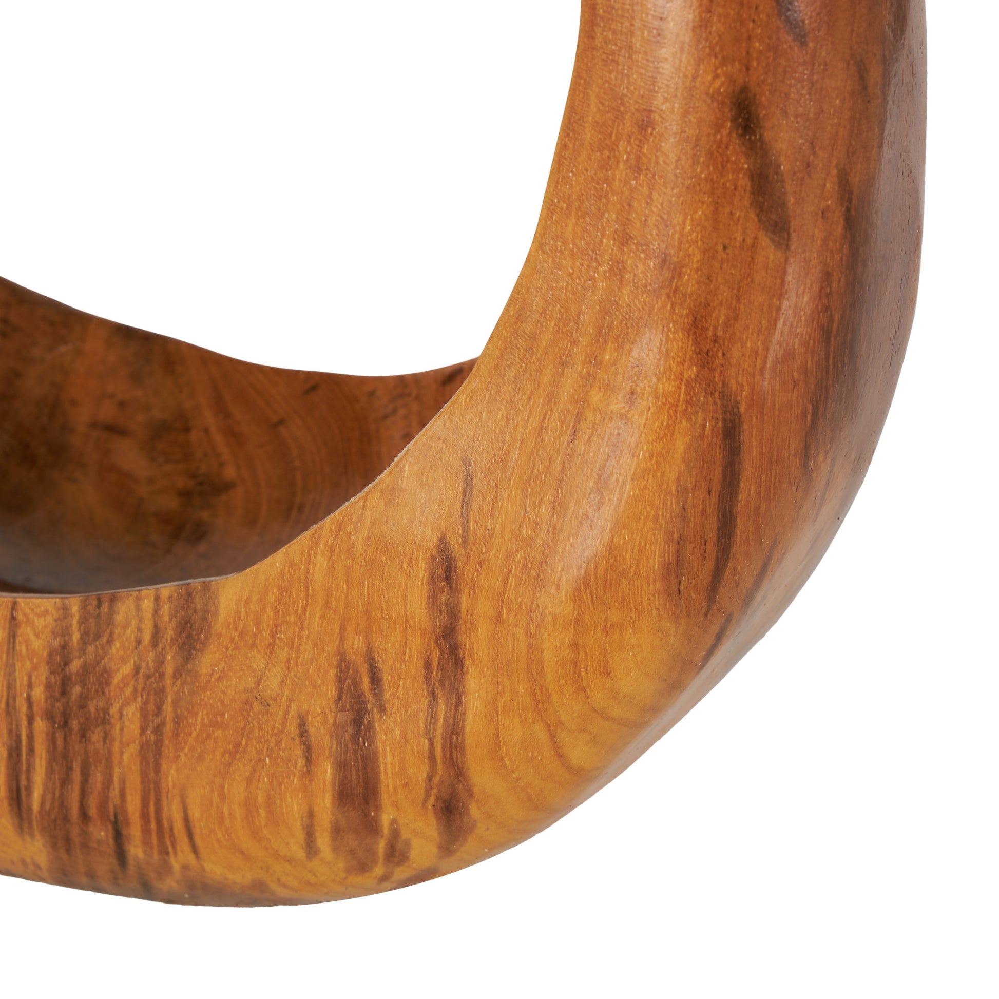 Abstract Brown Teak Wood Handmade Round Decorative Sculpture