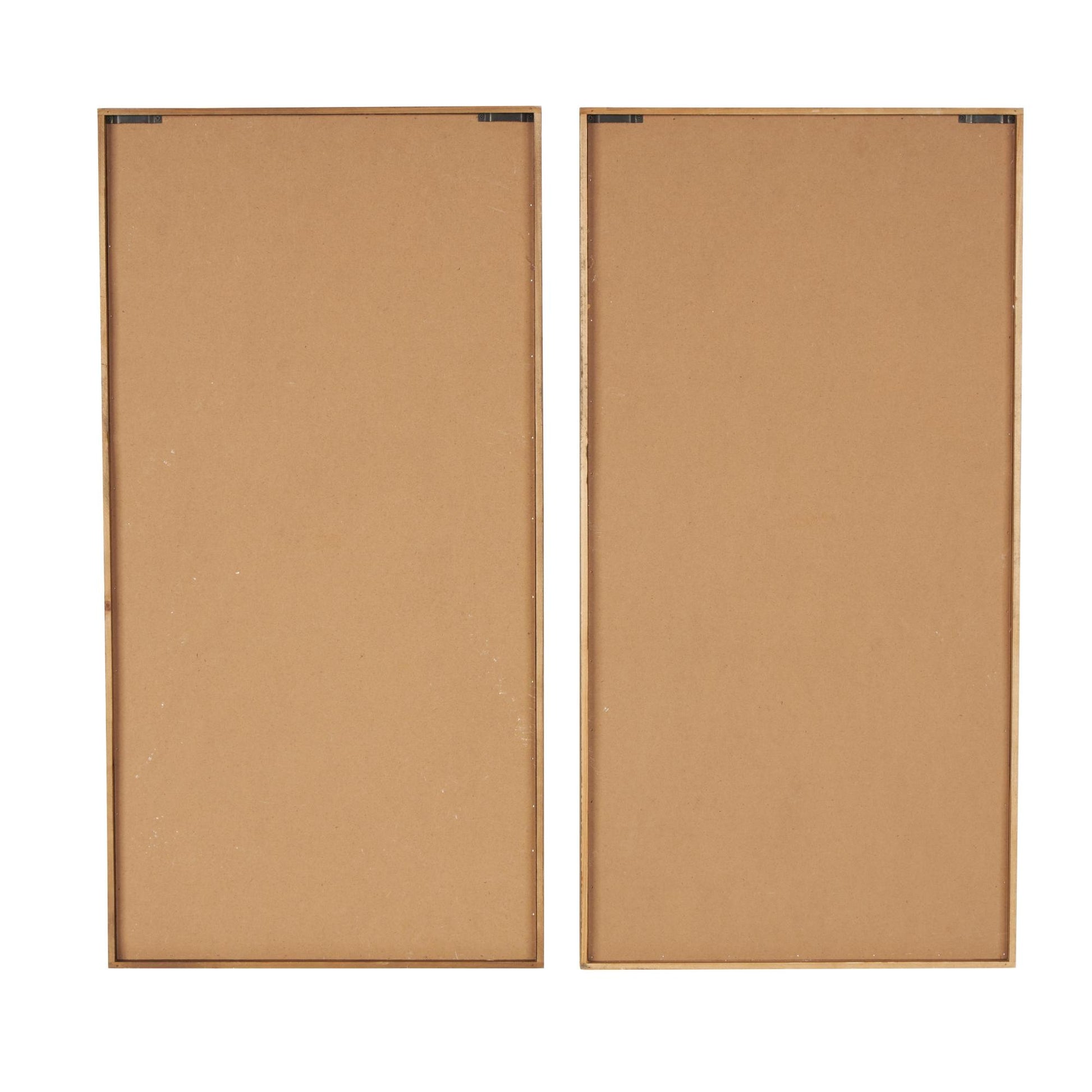 Set of 2 Abstract Brown Wood Textured Wavy Living Room Framed Wall Art with White and Tan Accents