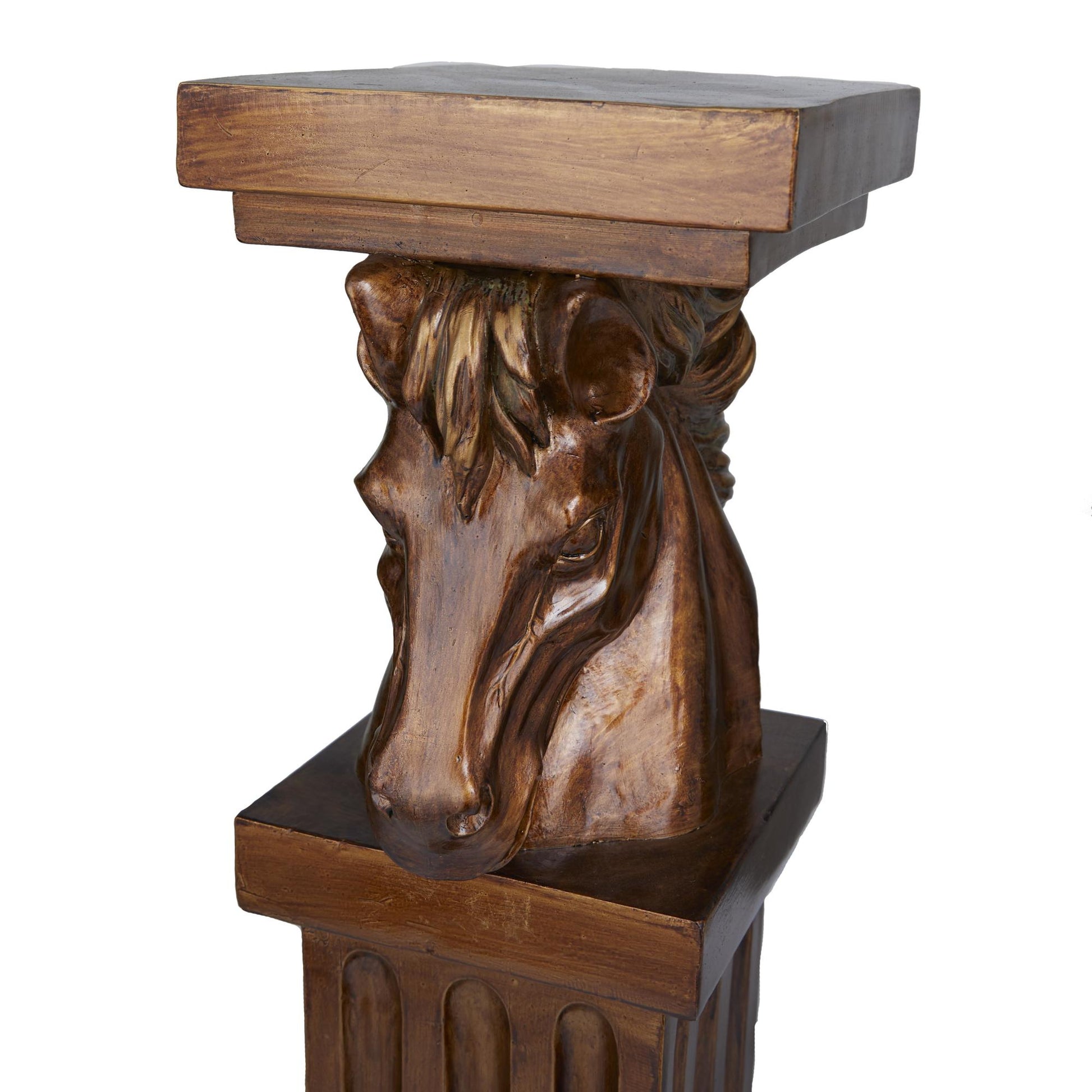Horse Brown Polystone Side End Pedestal Table