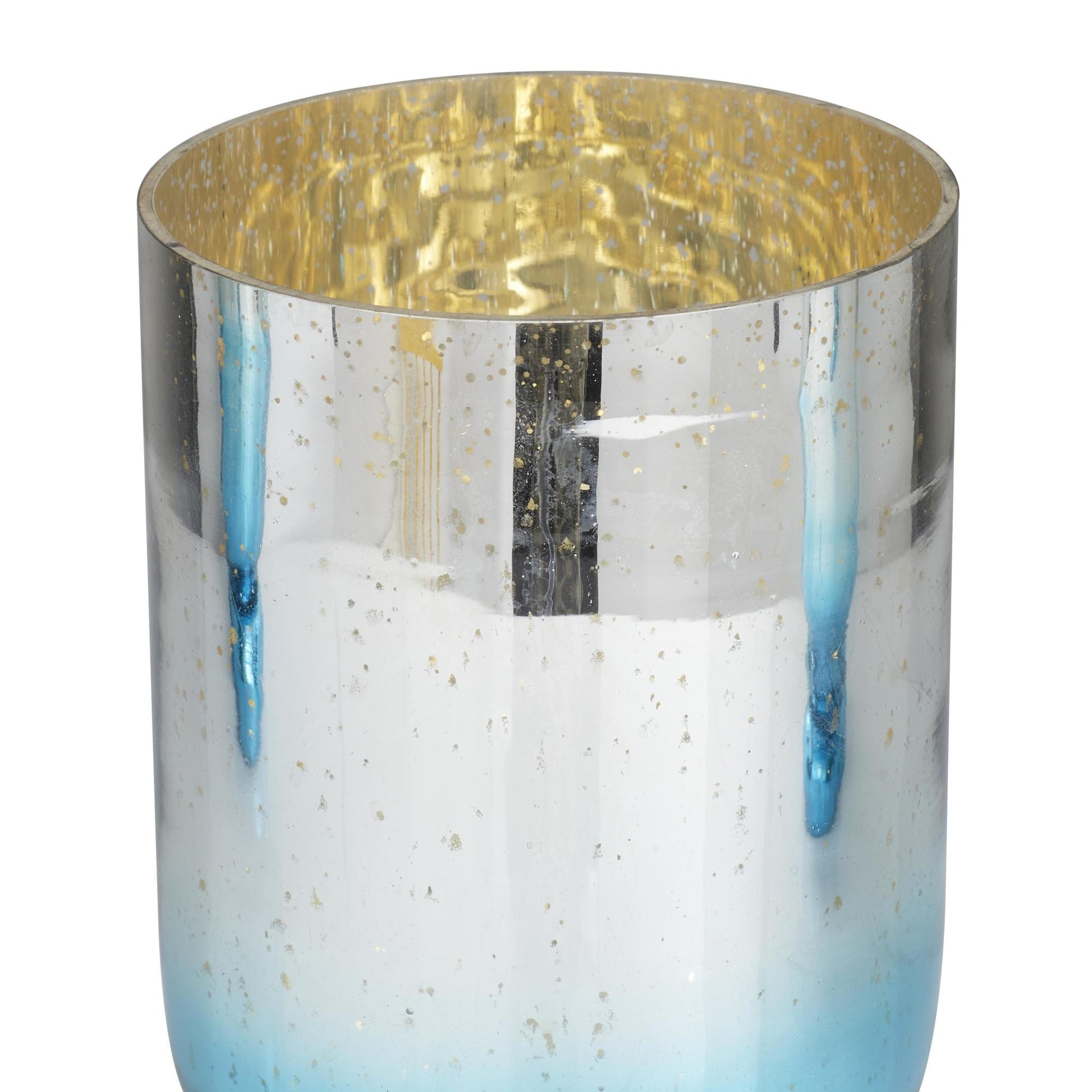 Set of 3 Glass Pillar Room Hurricane Lamp with Gold Interior