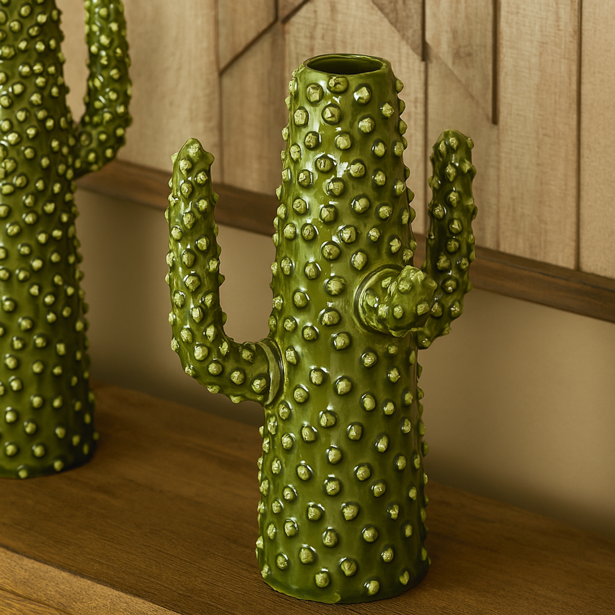 Cactus Green Ceramic Decorative Vase