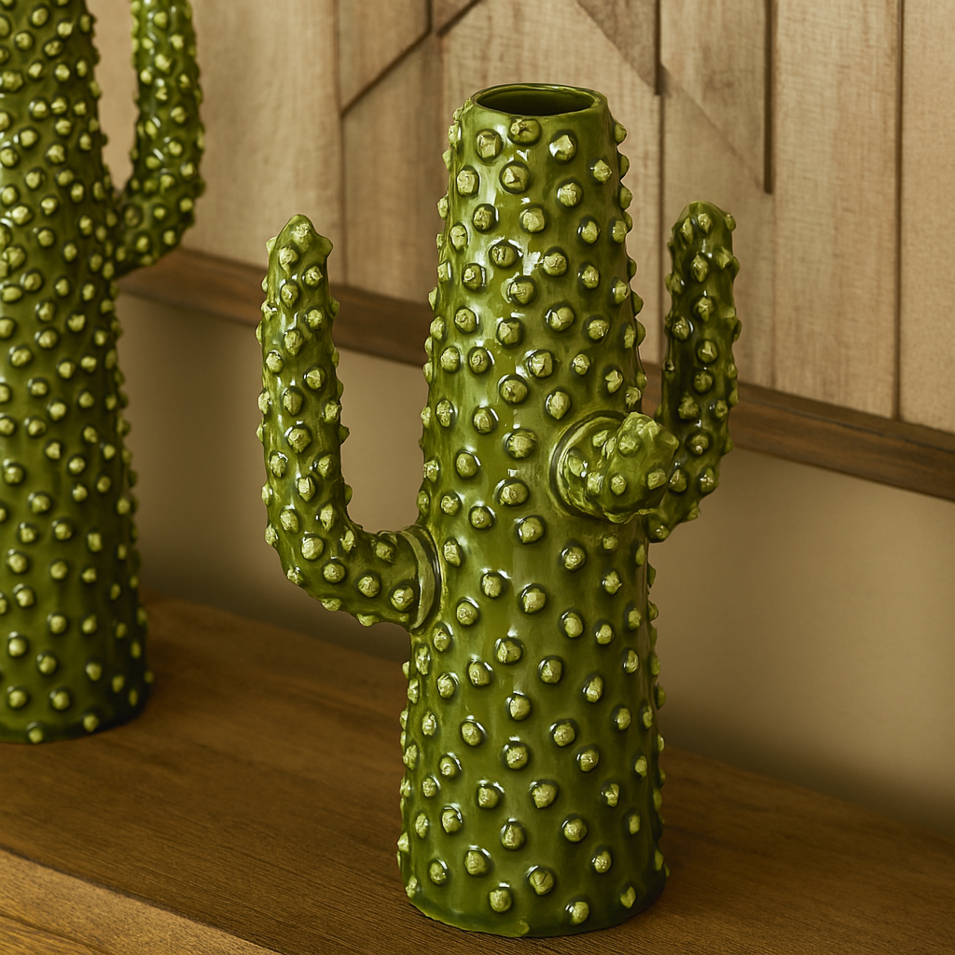 Cactus Green Ceramic Decorative Vase